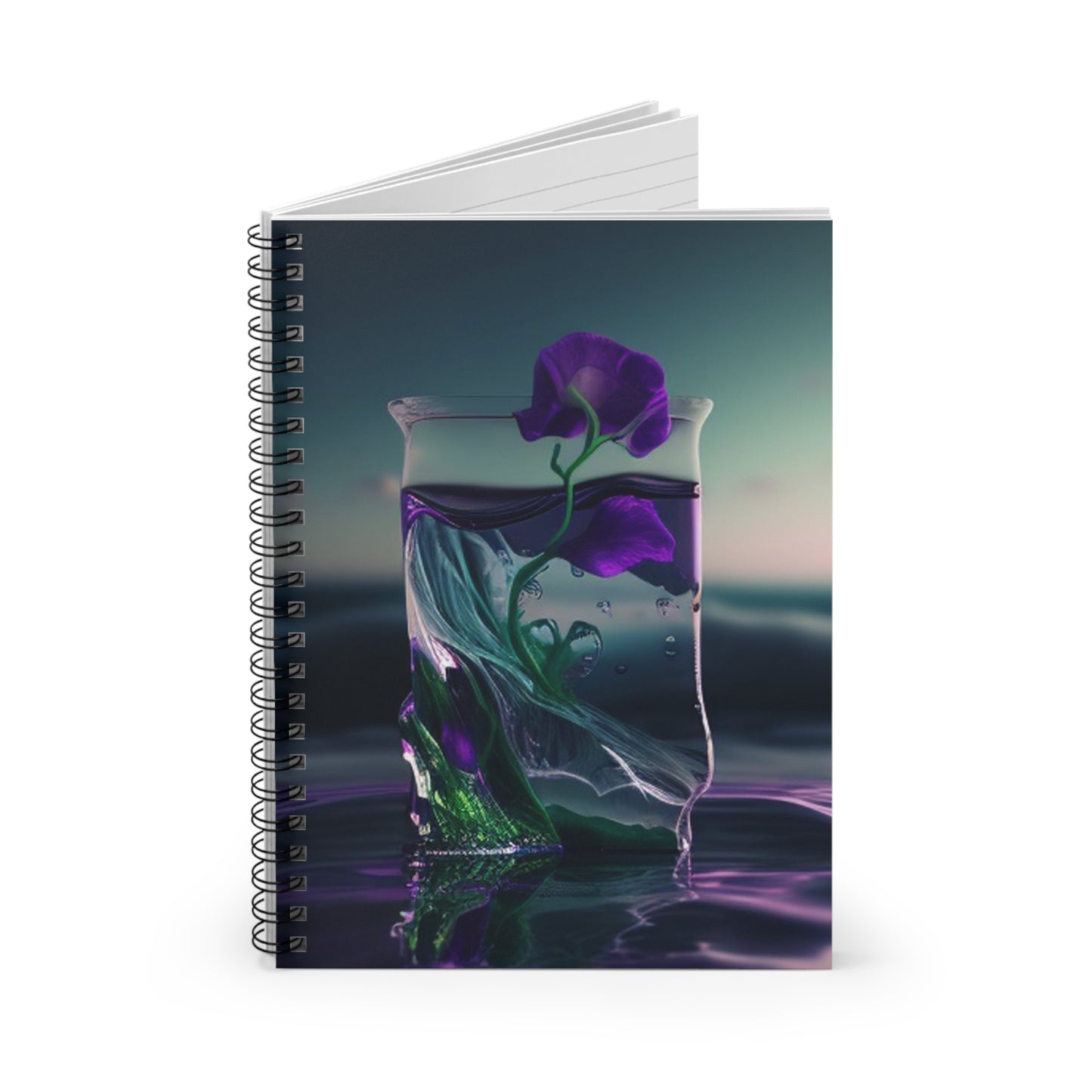 Spiral Notebook - Ruled Line Purple Sweet pea in a vase 3
