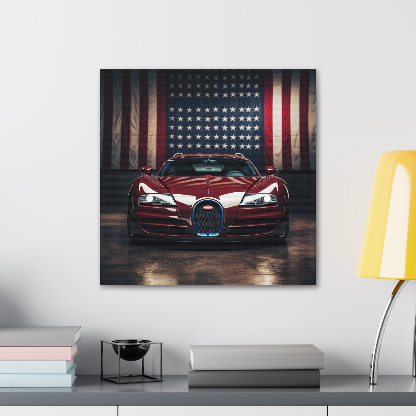 Canvas Gallery Wraps American Flag Background Bugatti 1