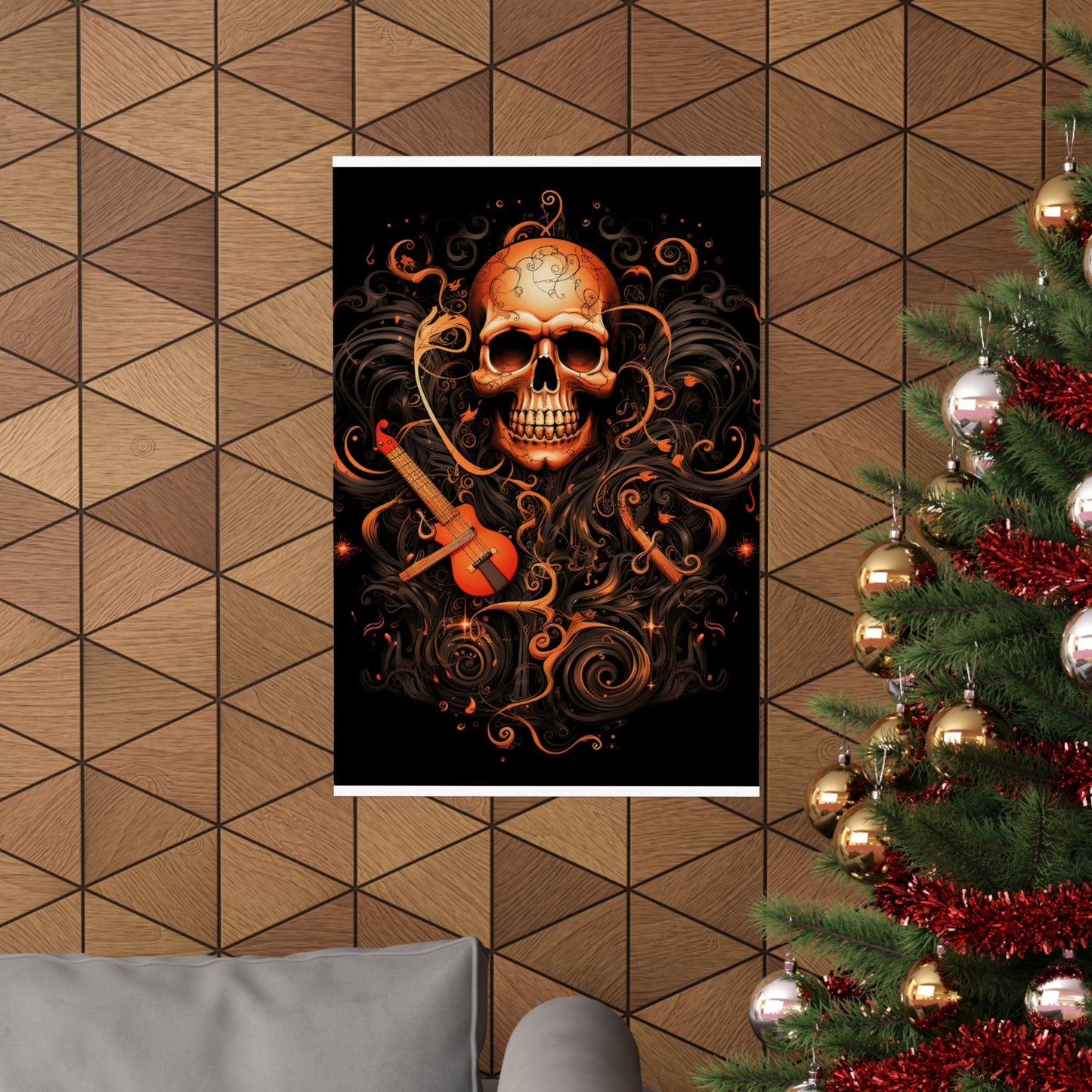 Premium Matte Vertical Posters Skull Treble Clef 4