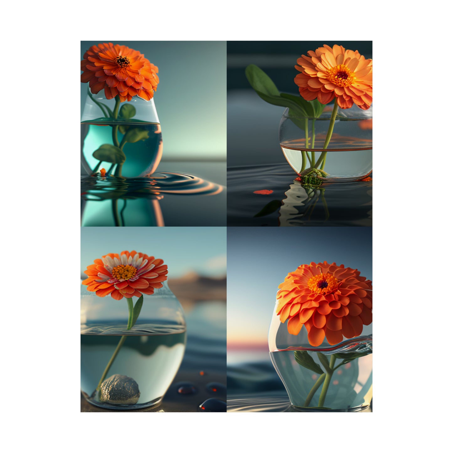 Premium Matte Vertical Posters Orange Zinnia 5