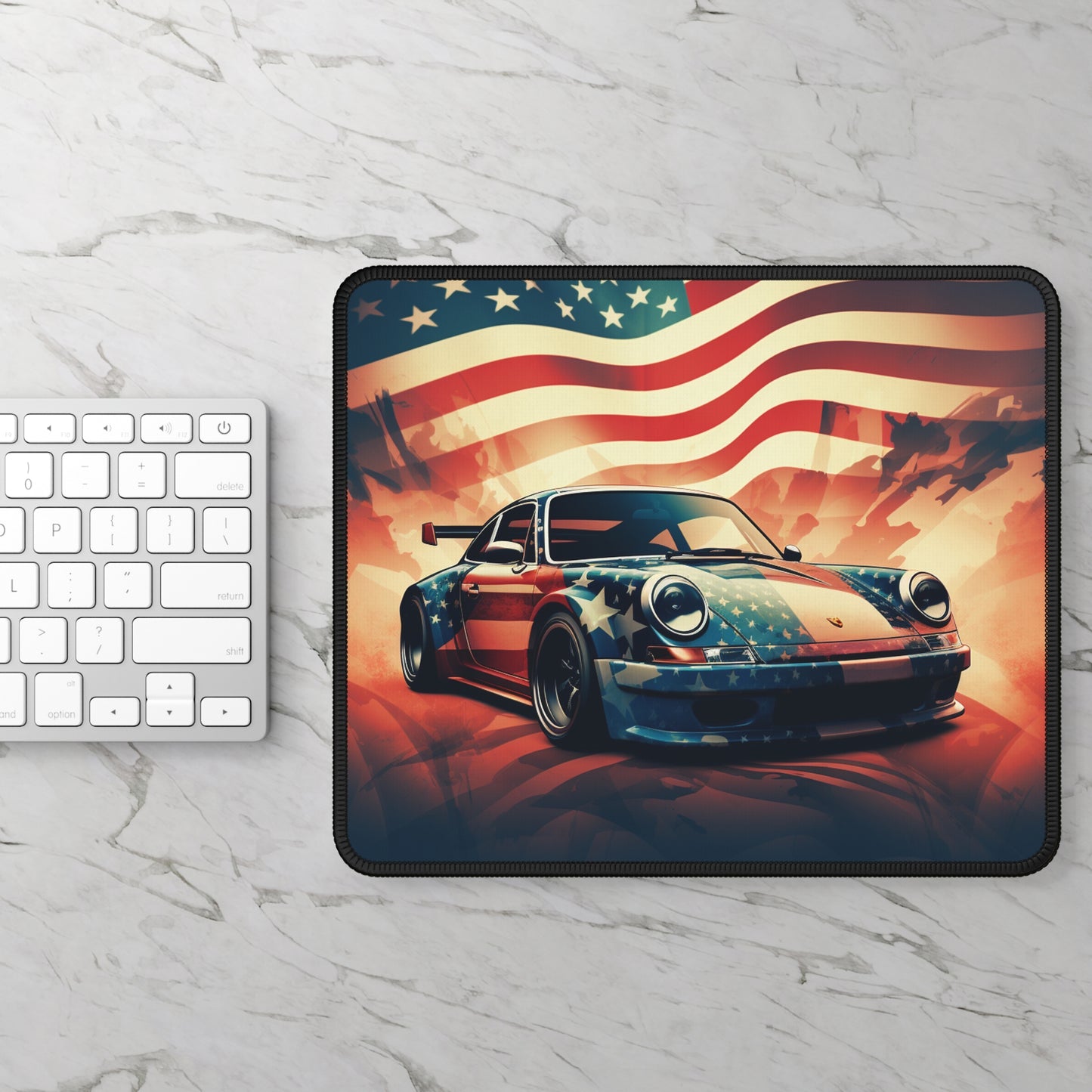 Gaming Mouse Pad  Abstract American Flag Background Porsche 4