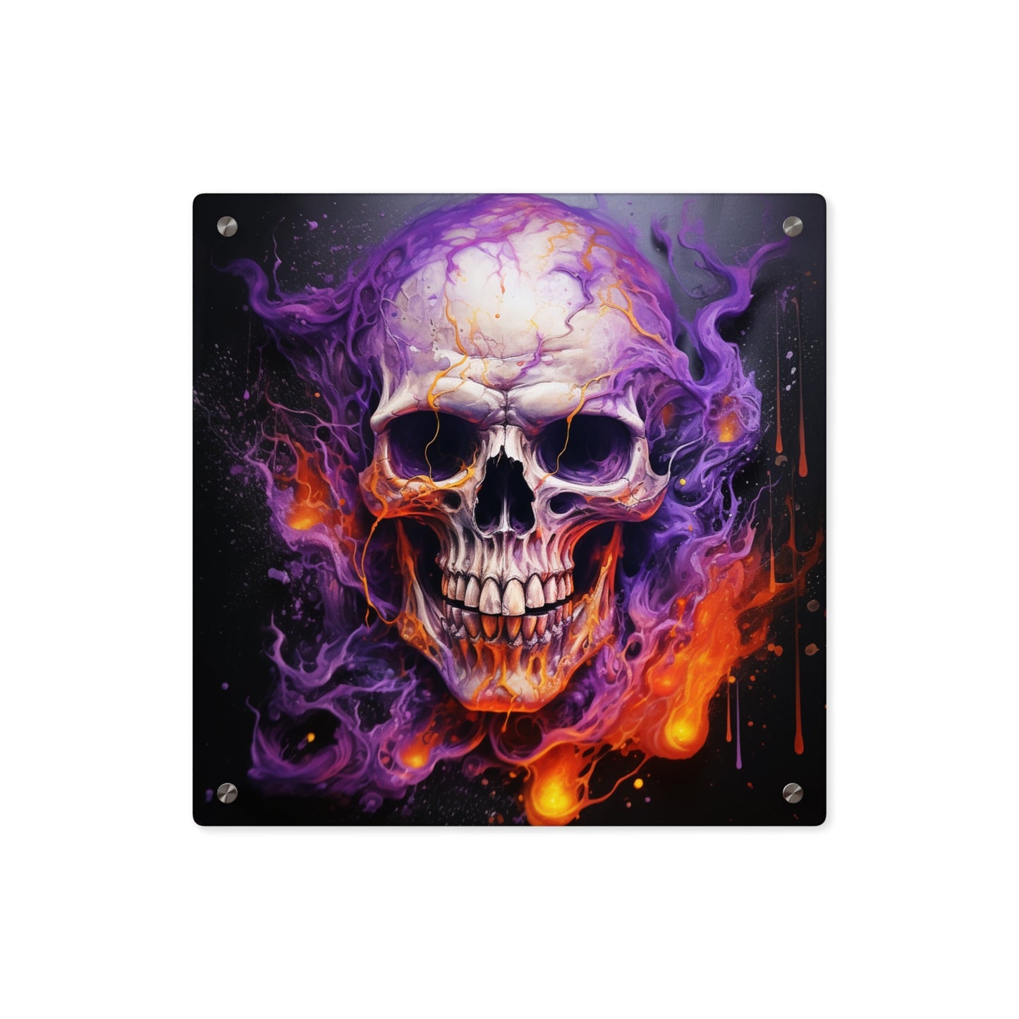 Acrylic Wall Art Panels Skull Flames 2