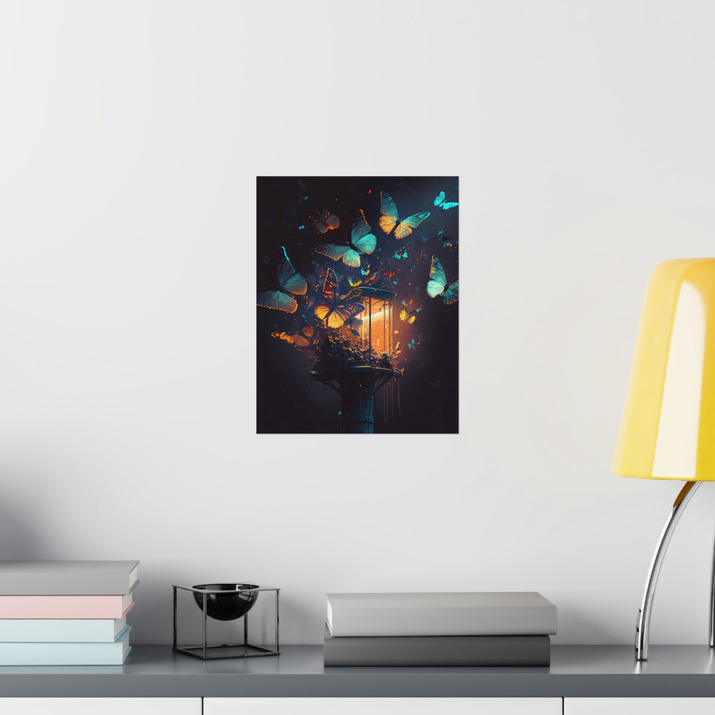 Premium Matte Vertical Posters Street Light Butterfly 1