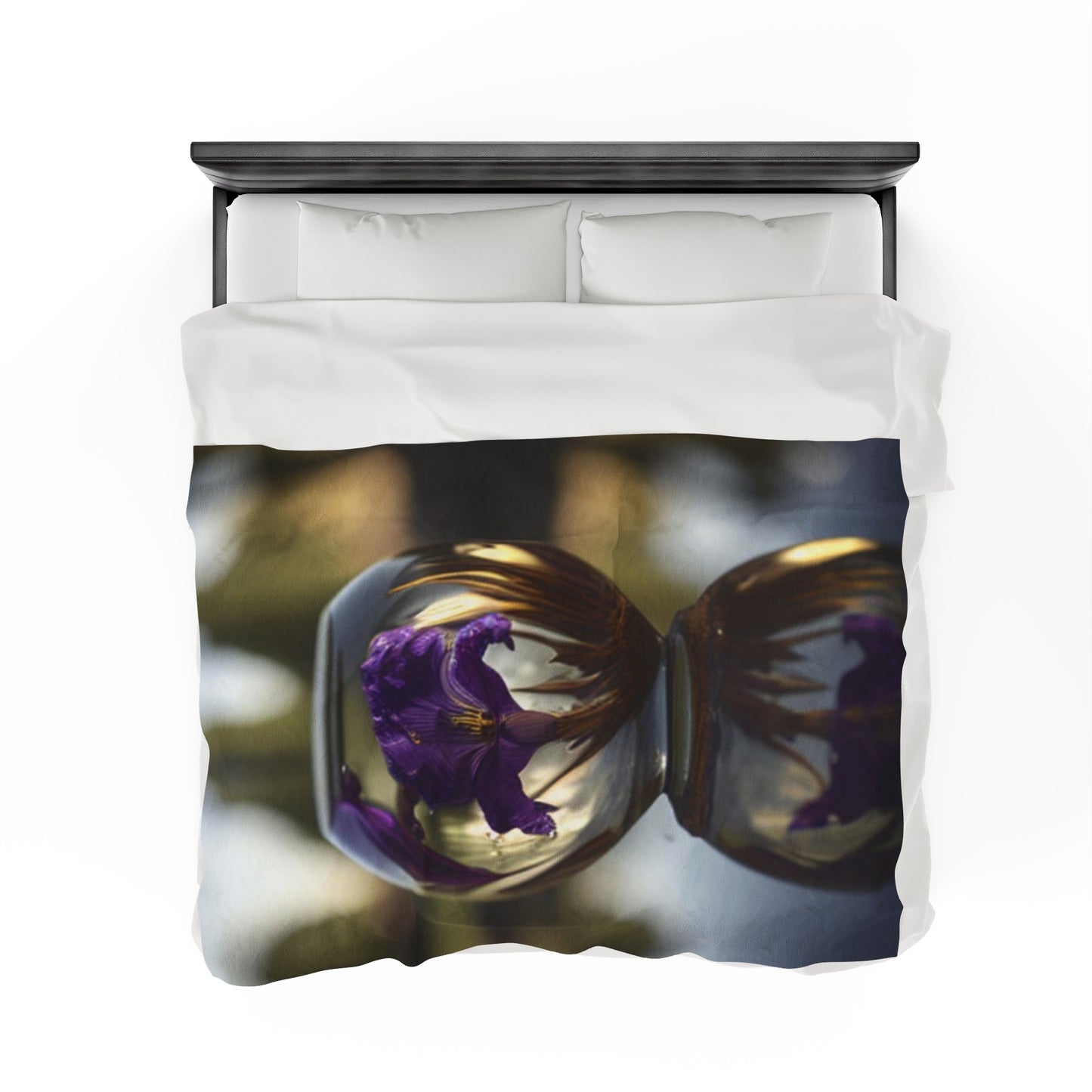 Velveteen Plush Blanket Purple Iris in a vase 2