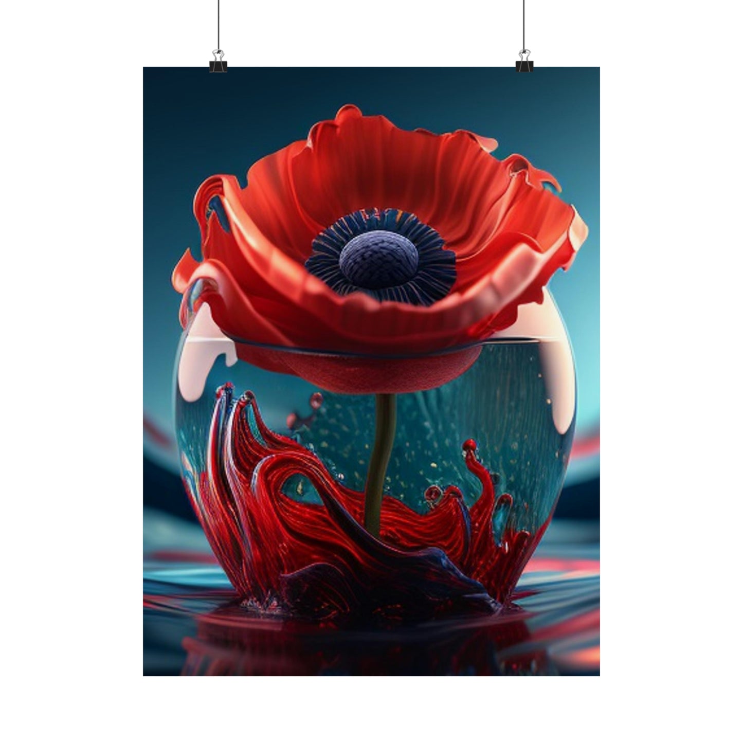 Premium Matte Vertical Posters Red Anemone in a Vase 2