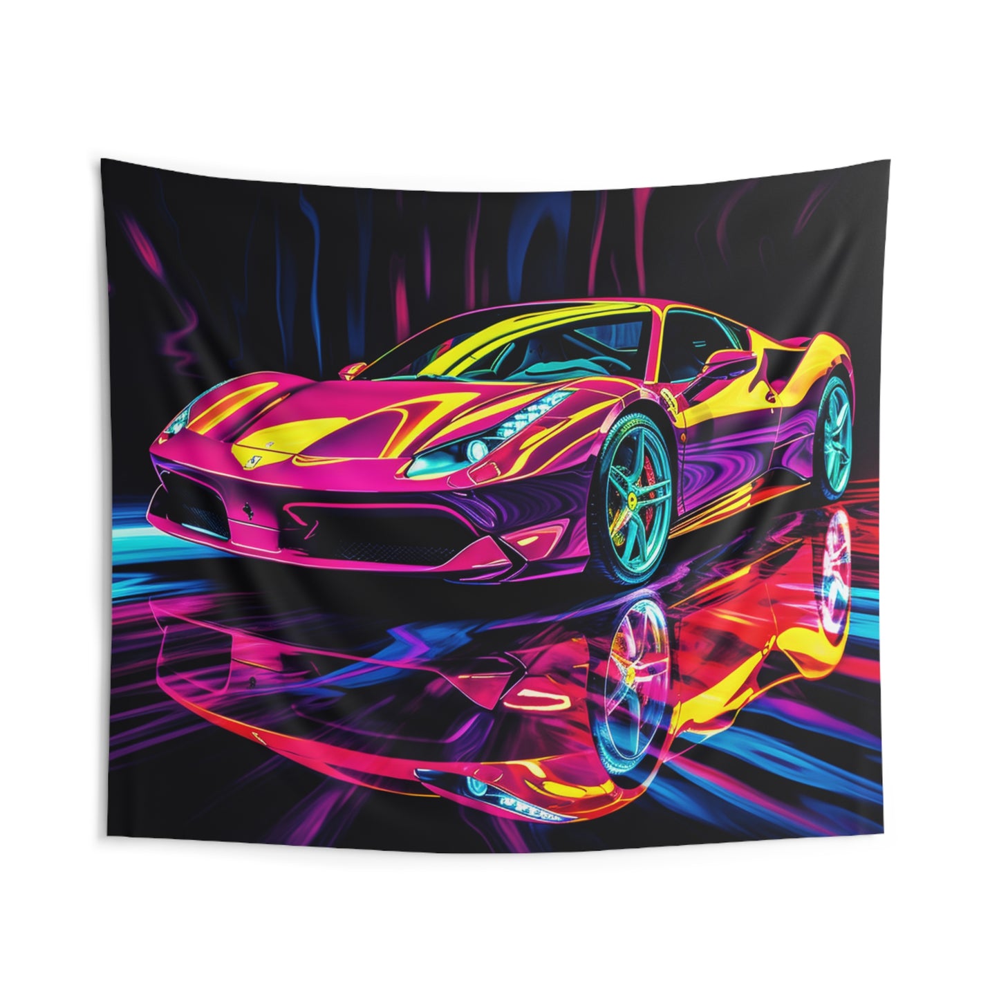 Indoor Wall Tapestries Pink Ferrari Macro 2