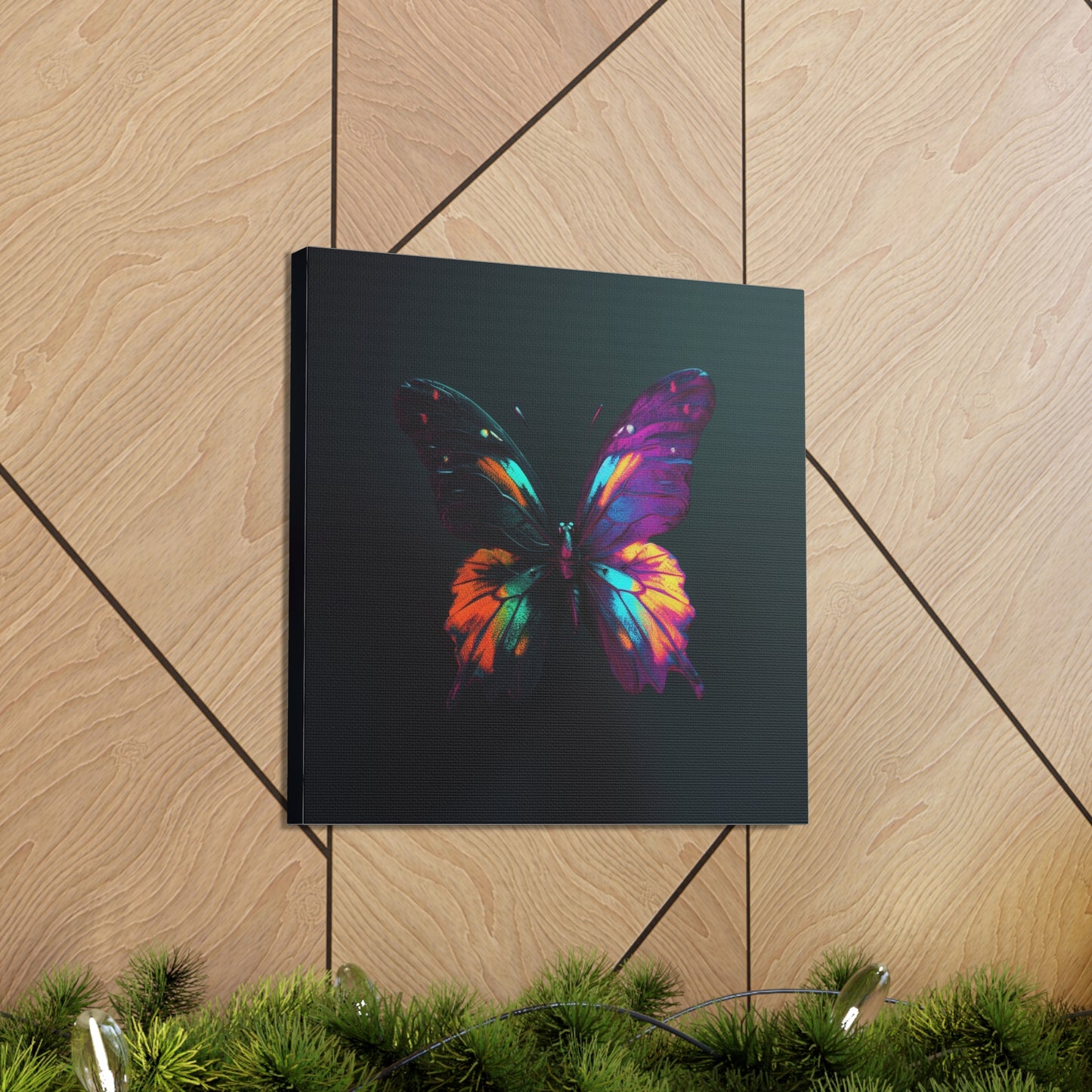 Canvas Gallery Wraps Hyper Colorful Butterfly Purple 3