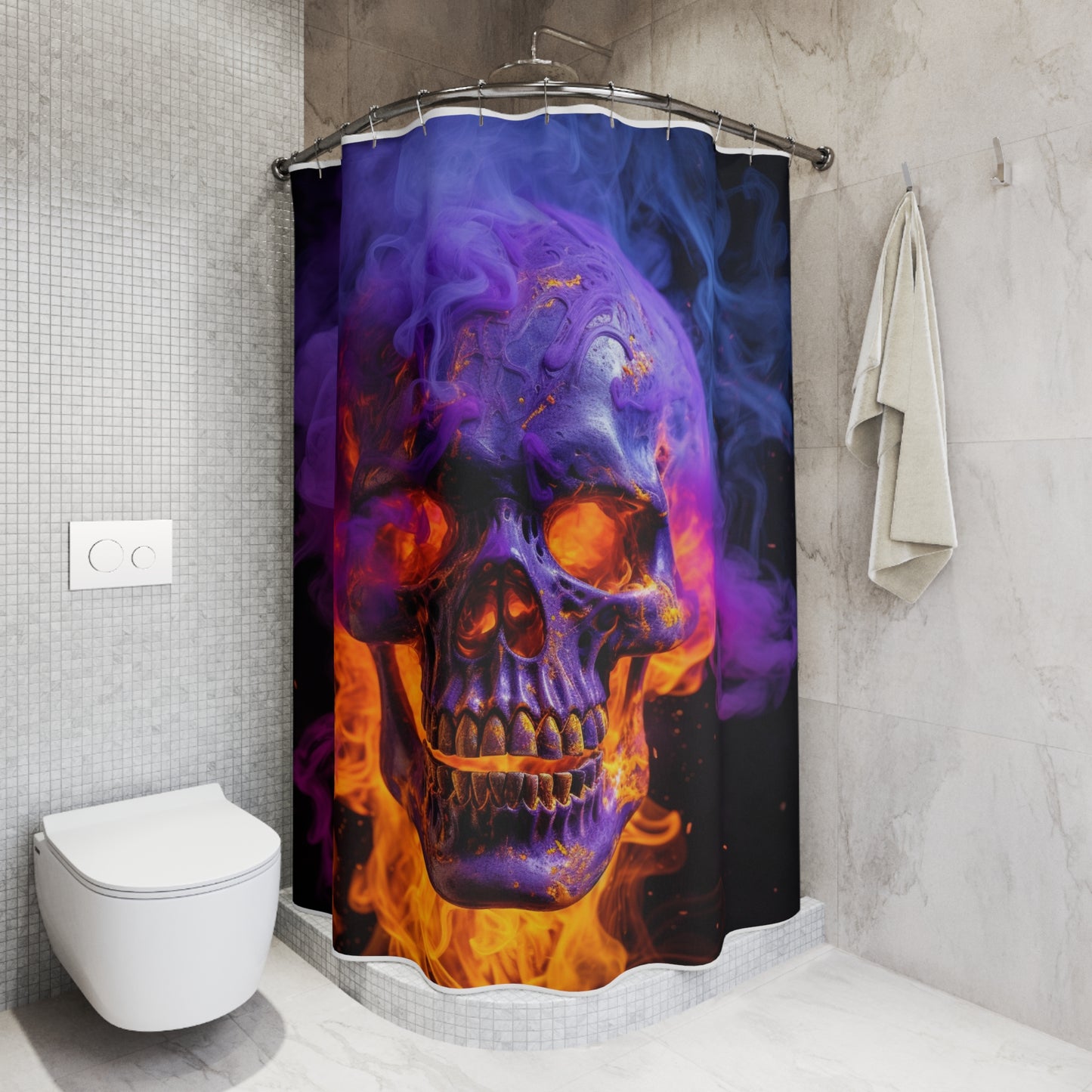 Polyester Shower Curtain Macro Skull 1