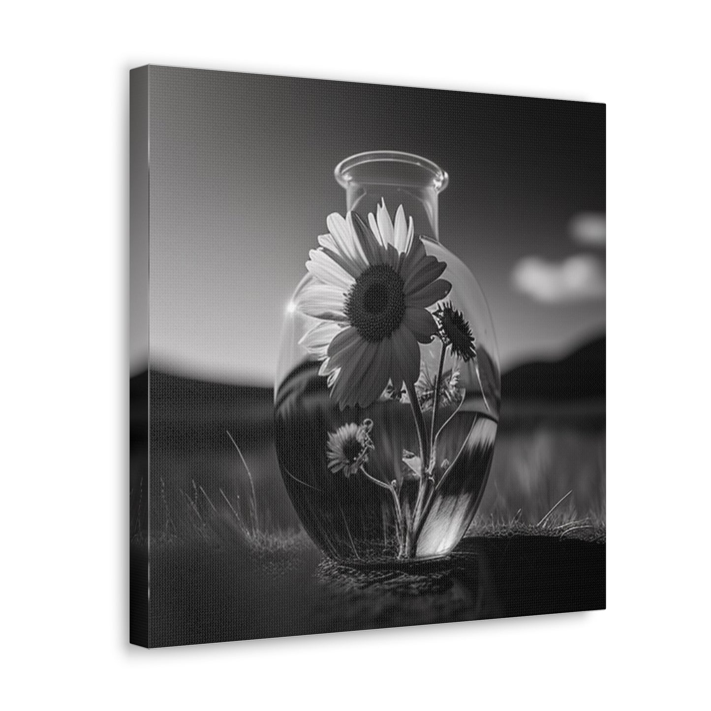 Canvas Gallery Wraps Yellw Sunflower in a vase 4