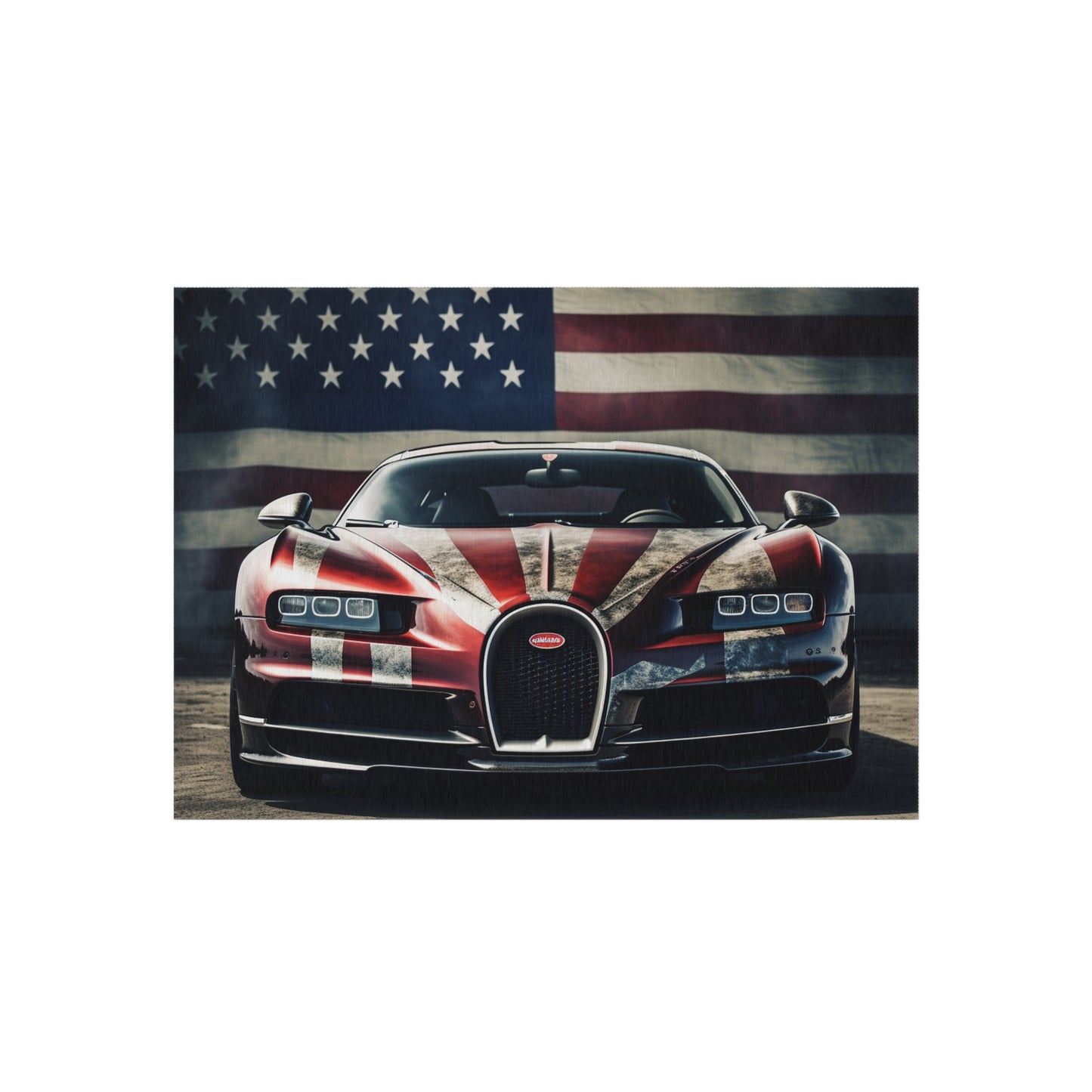 Outdoor Rug  American Flag Background Bugatti 3