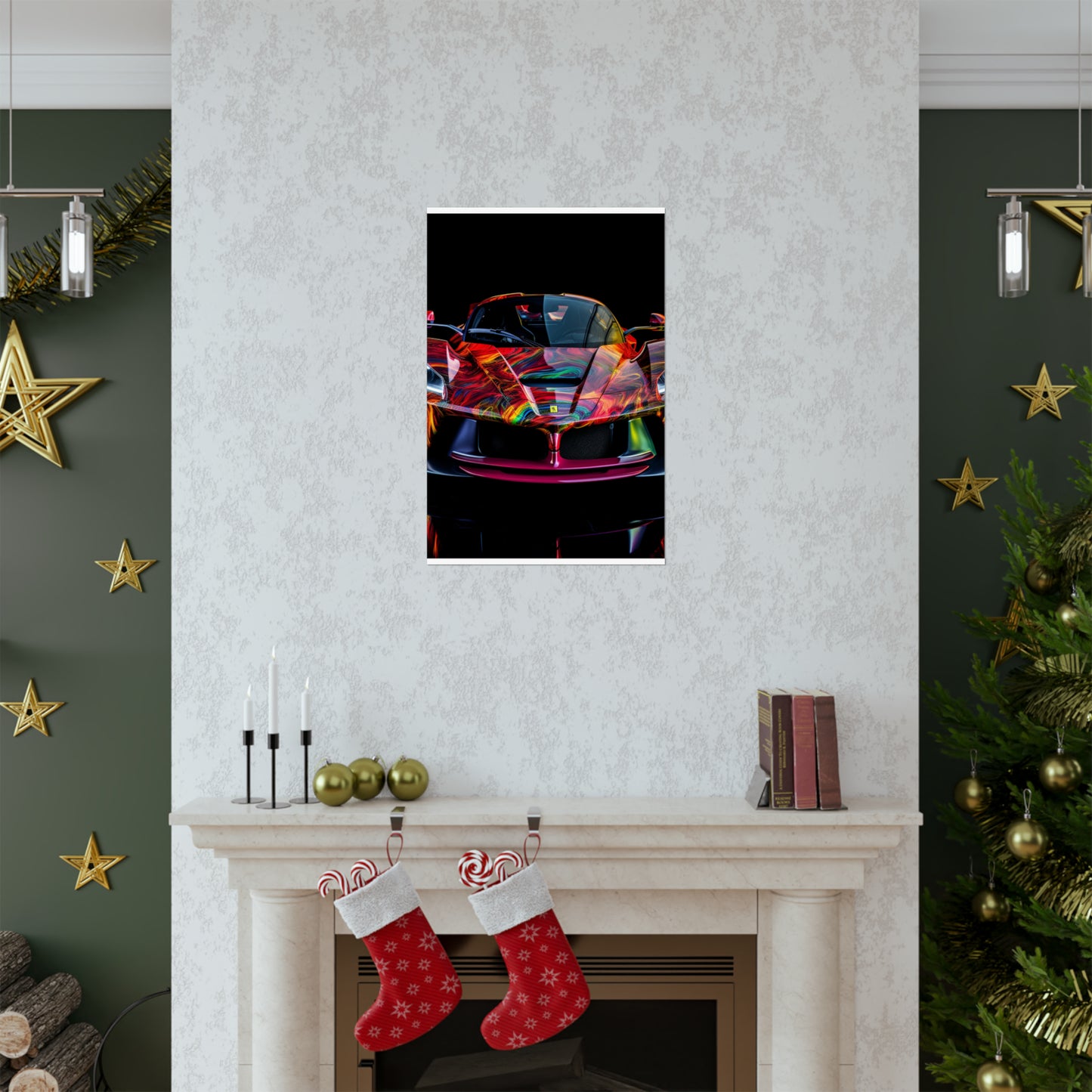 Premium Matte Vertical Posters Ferrari Neon 3