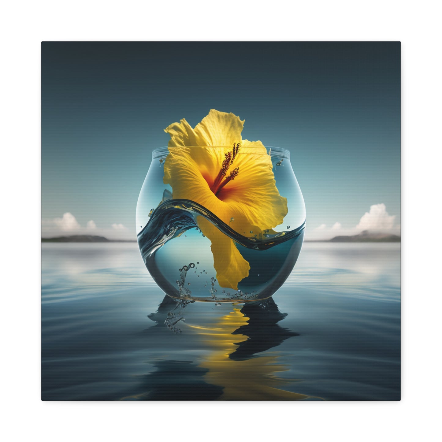 Canvas Gallery Wraps Yellow Hibiscus glass 4
