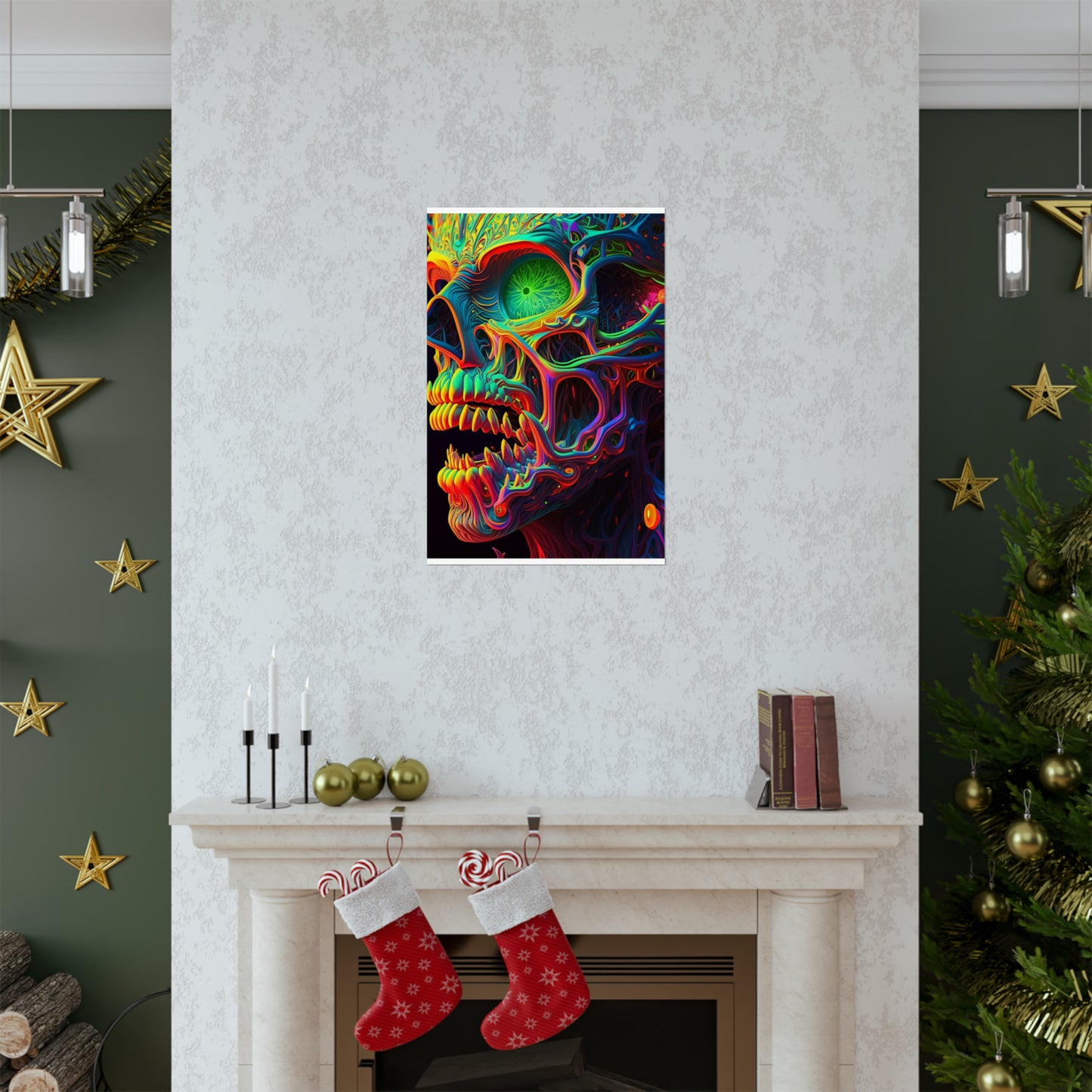 Premium Matte Vertical Posters Florescent Skull Death 1