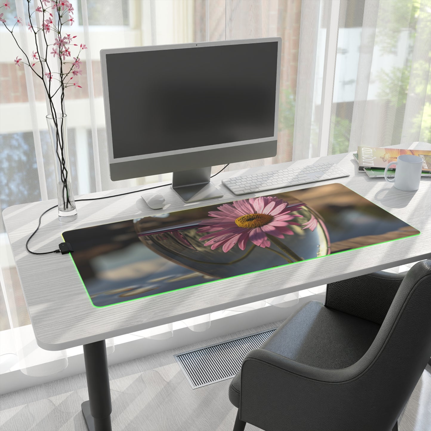 LED Gaming Mouse Pad Daisy in a vase 1