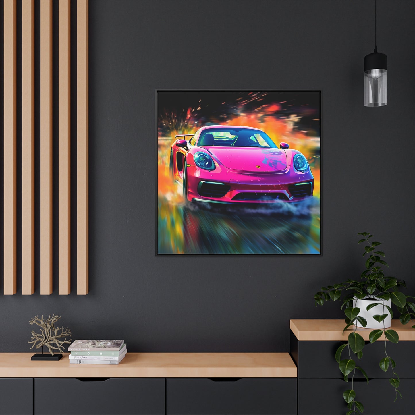 Gallery Canvas Wraps, Square Frame Pink Porsche water fusion 4