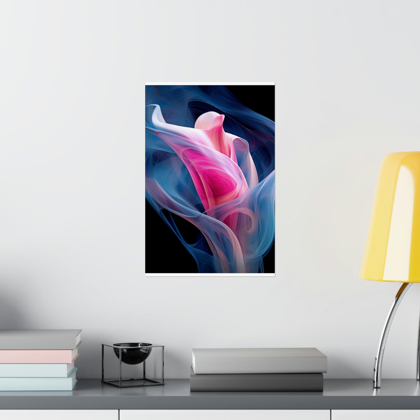 Premium Matte Vertical Posters Pink & Blue Tulip Rose 3