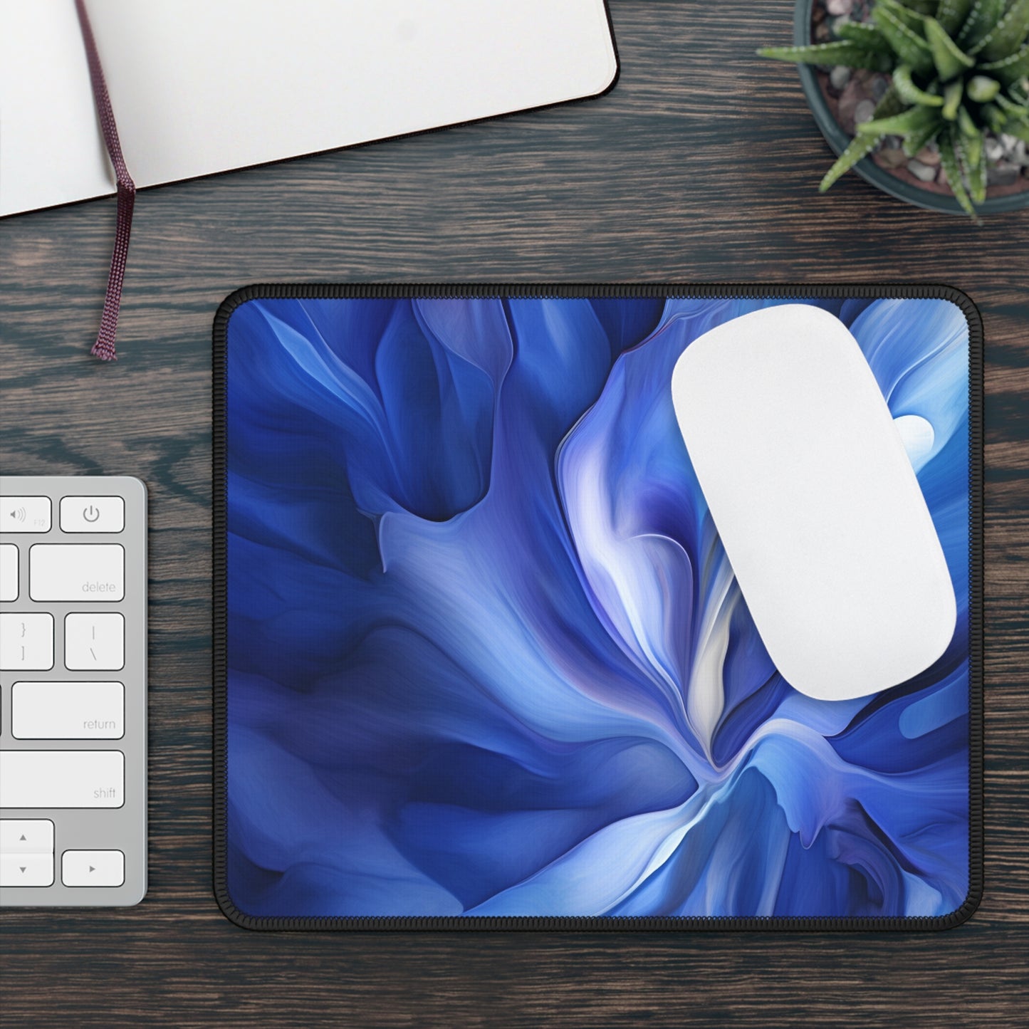 Gaming Mouse Pad  Abstract Blue Tulip 3