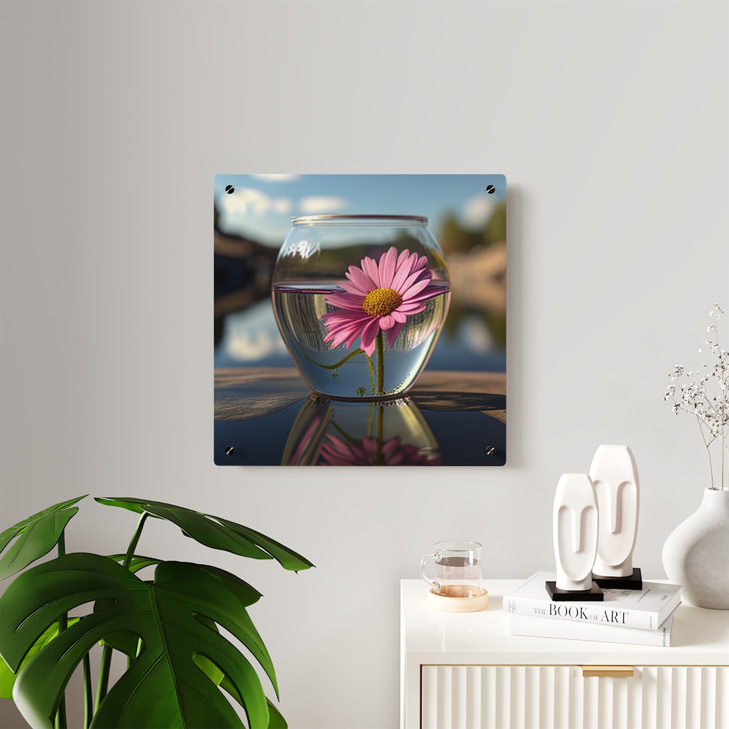 Acrylic Wall Art Panels Pink Daisy 3