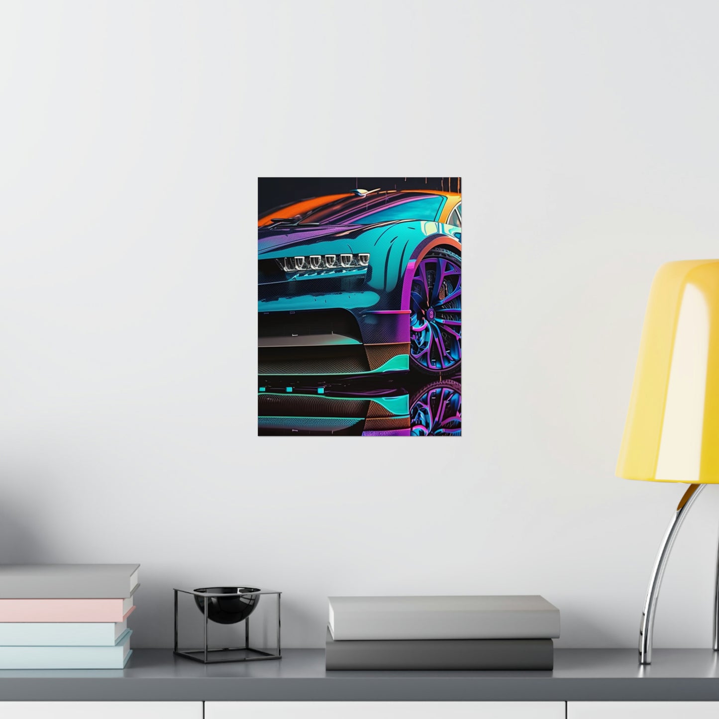 Premium Matte Vertical Posters Bugatti Neon Chiron 1