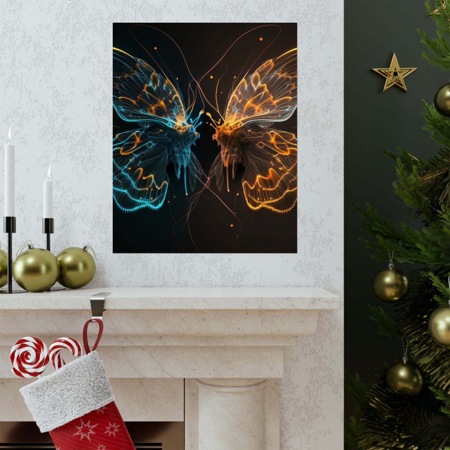 Premium Matte Vertical Posters Neon Glo Butterfly 1