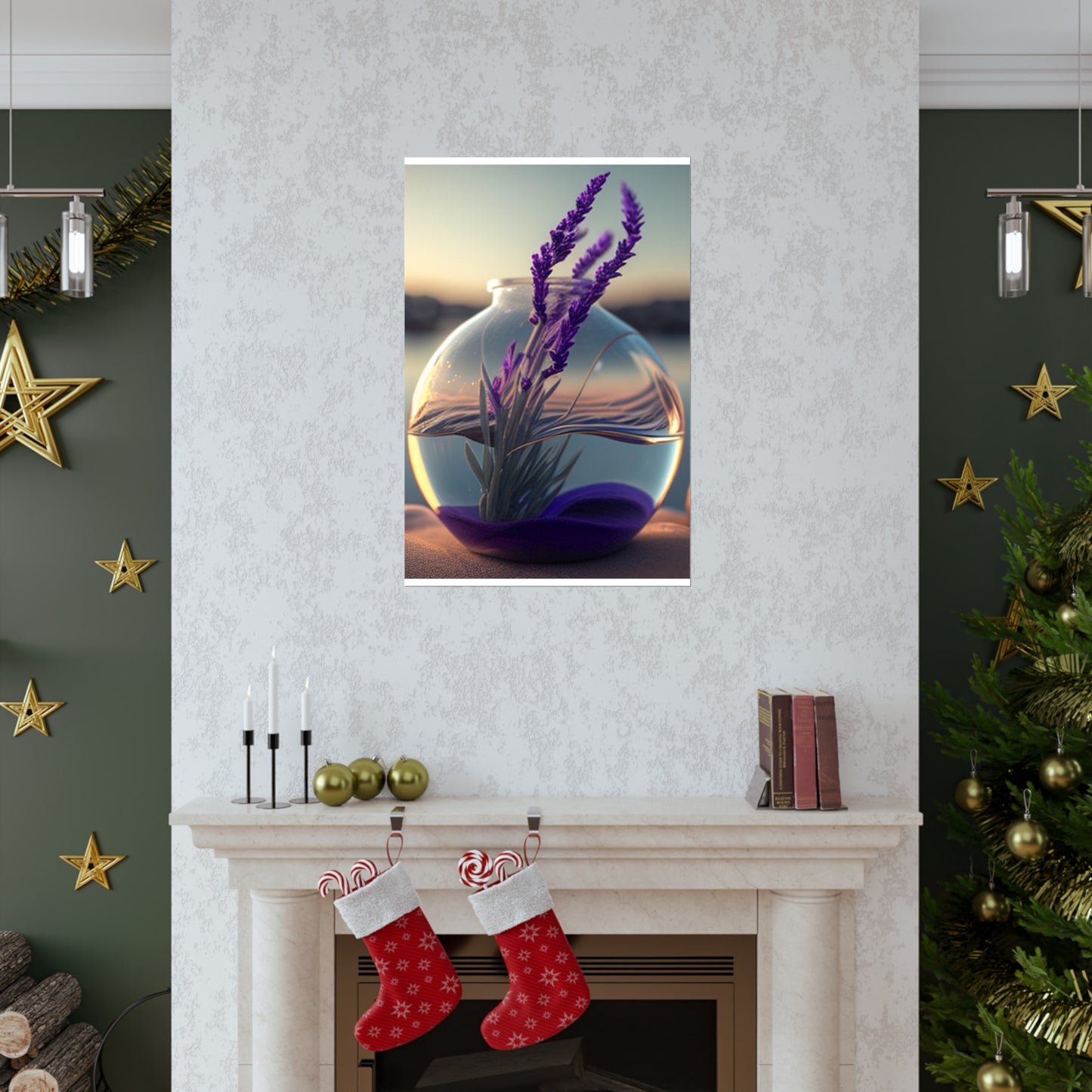 Premium Matte Vertical Posters Lavender in a vase 3