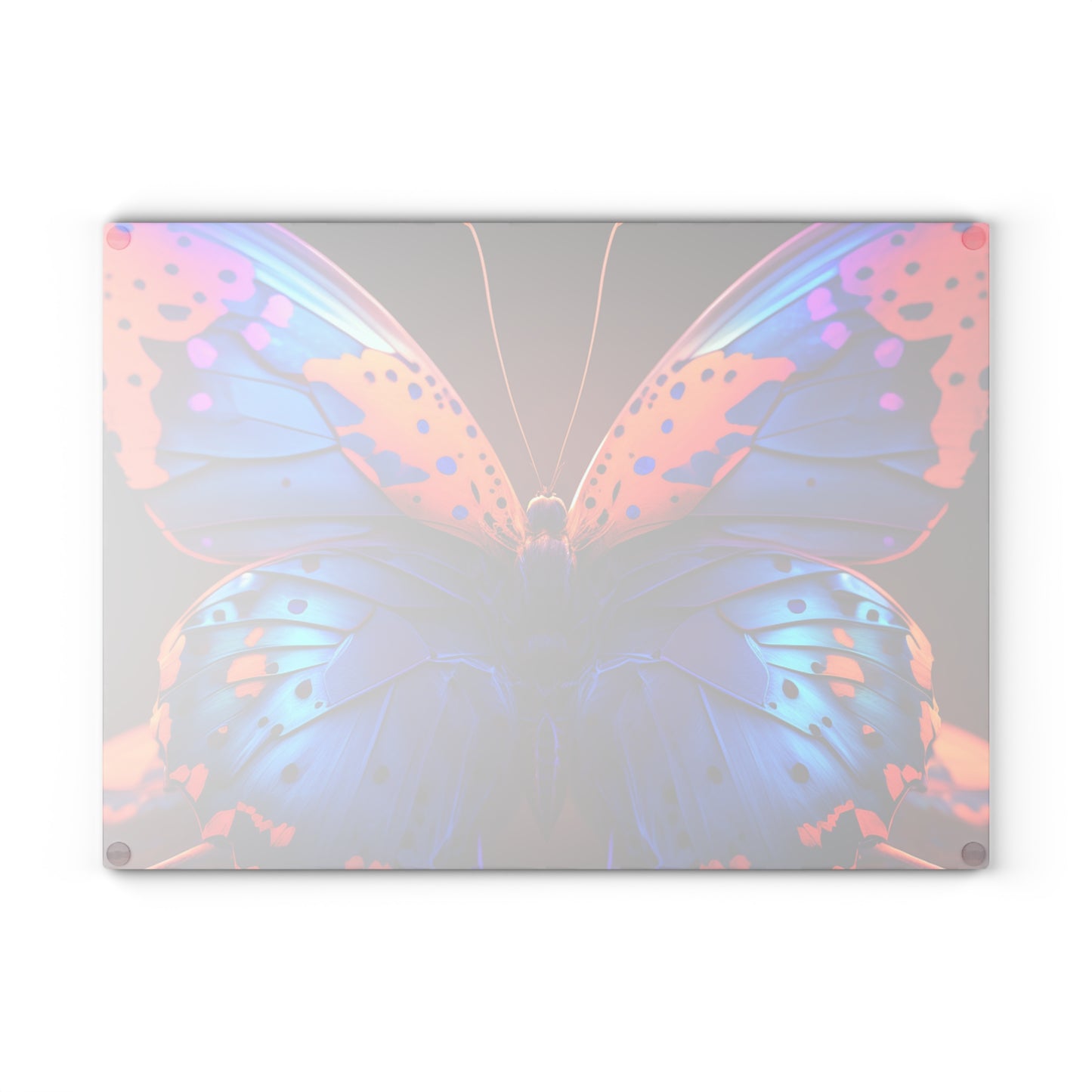 Glass Cutting Board Neon Butterfly Macro 3