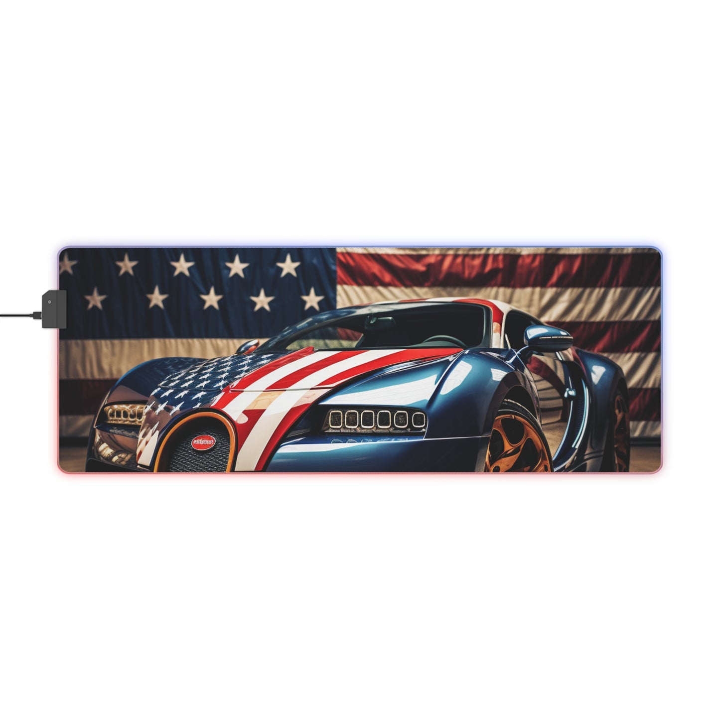 LED Gaming Mouse Pad Bugatti Flag American 4