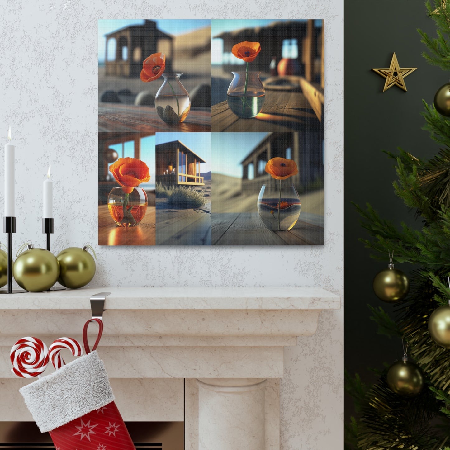 Canvas Gallery Wraps Poppy in a Glass Vase 5