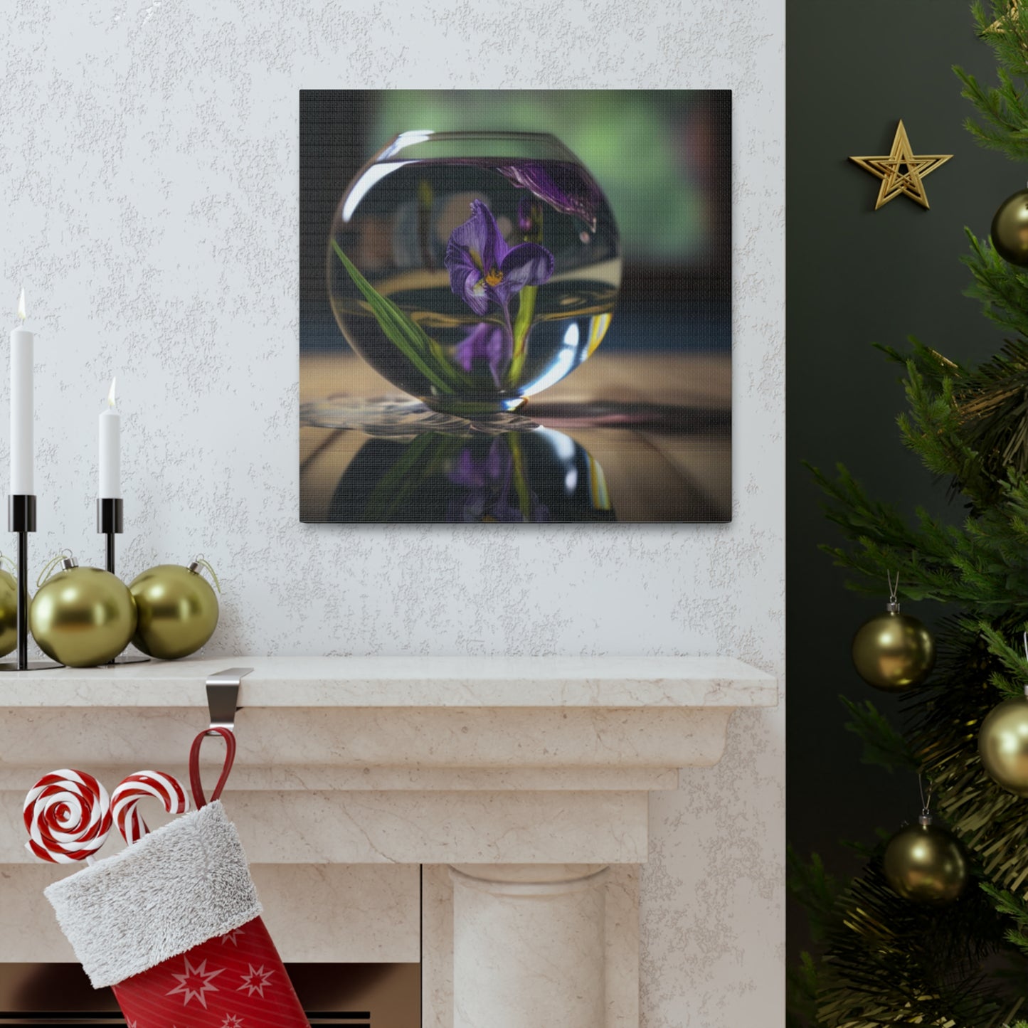 Canvas Gallery Wraps Purple Iris in a vase 1