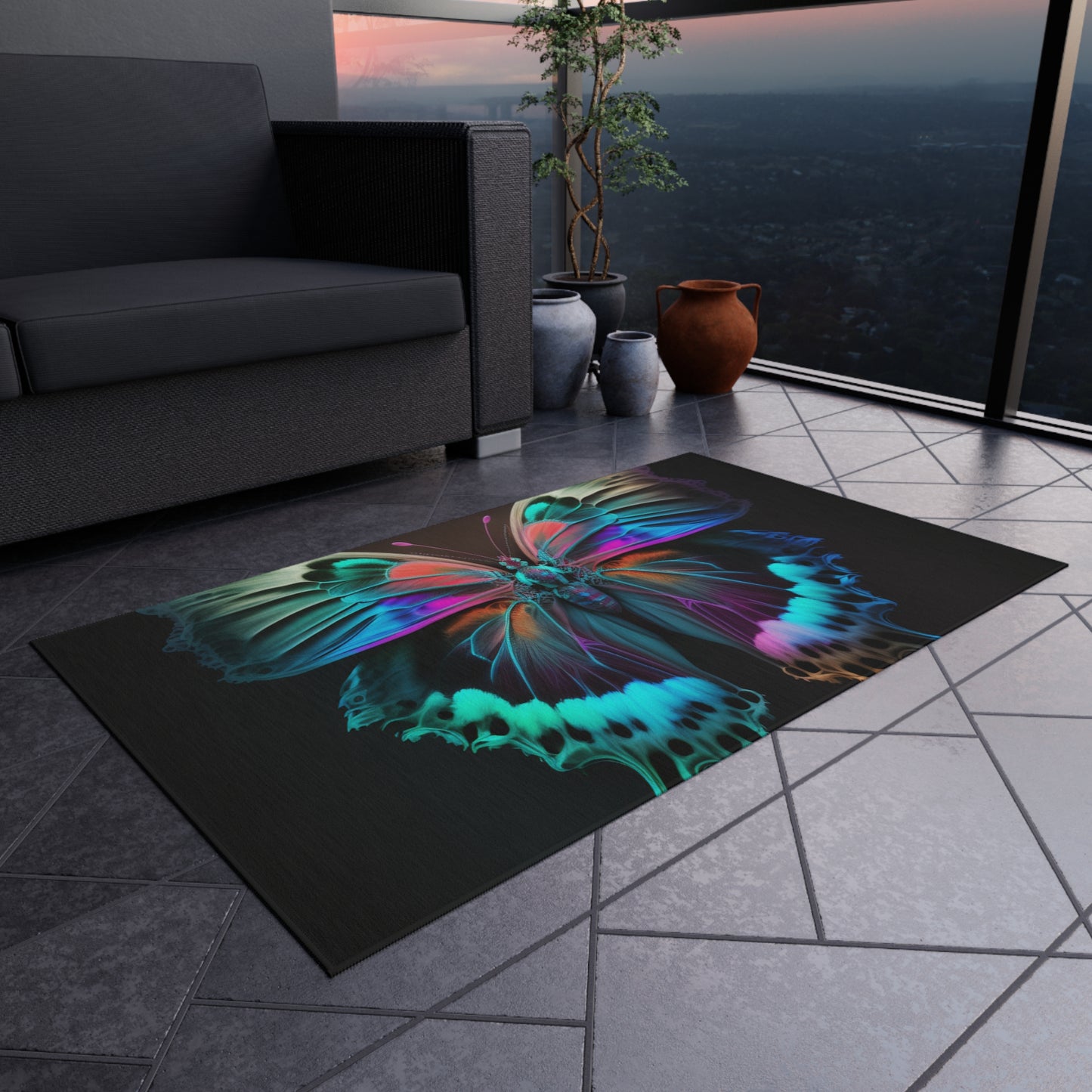 Outdoor Rug  Raw Hyper Color Butterfly 2