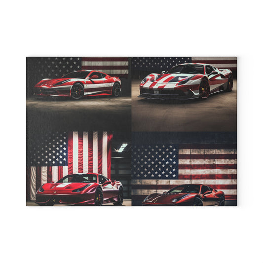 Glass Cutting Board American Flag Background Ferrari 5