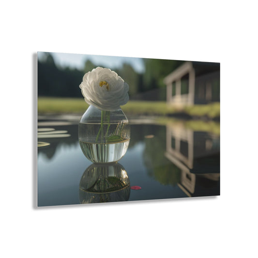 Acrylic Prints White Peony glass vase 1