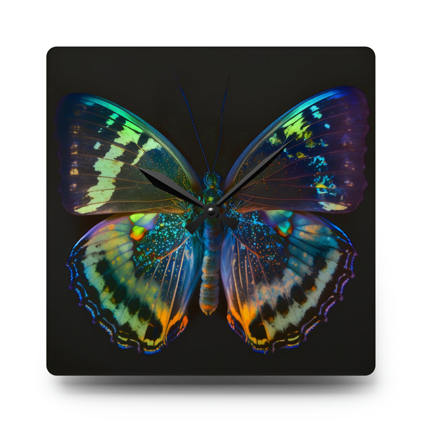 Acrylic Wall Clock Neon Butterfly Flair 4