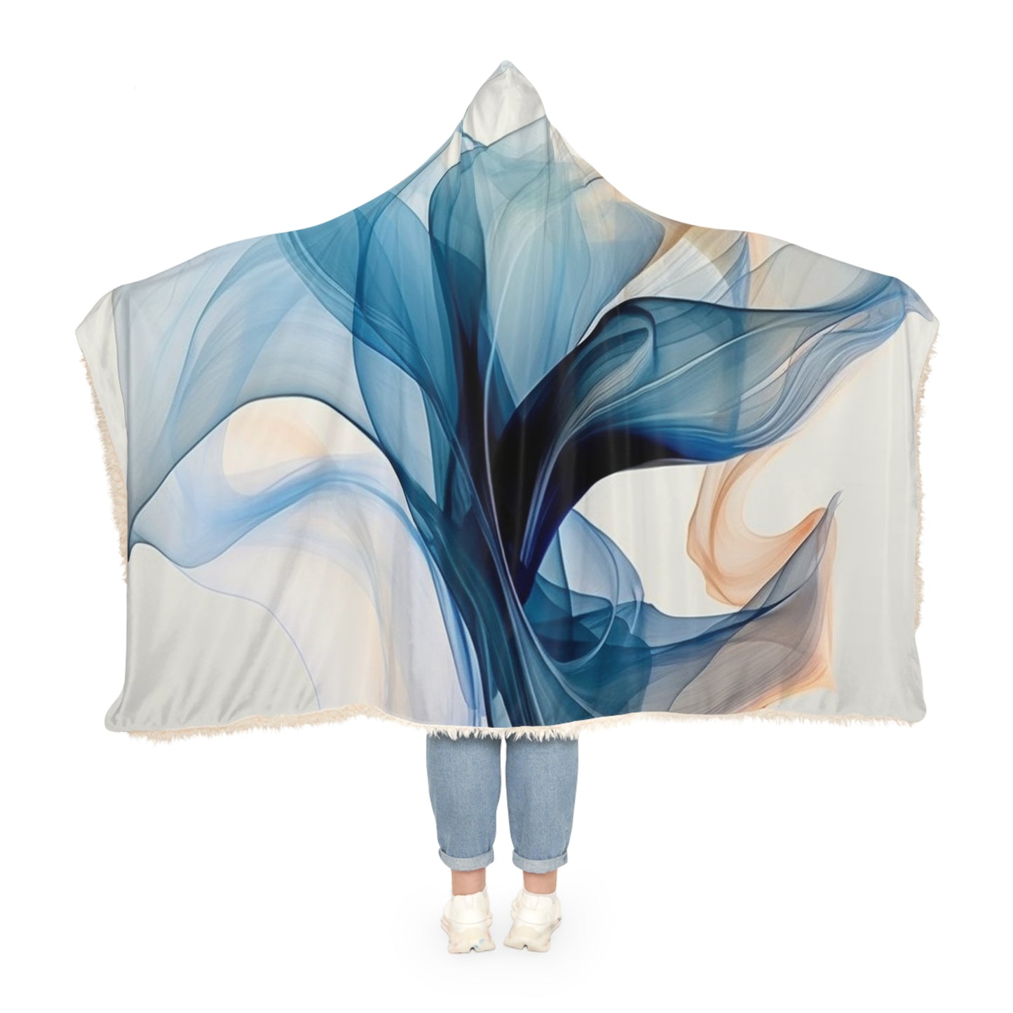 Snuggle Hooded Blanket Blue Tluip Abstract 3