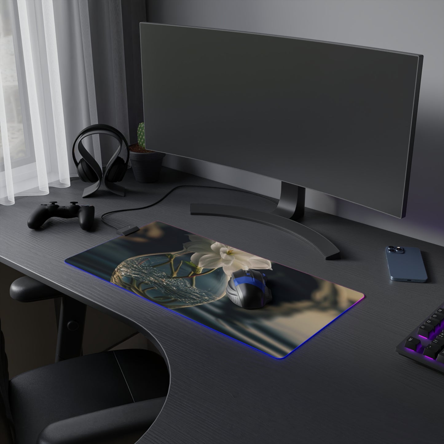 LED Gaming Mouse Pad Jasmine glass vase 4