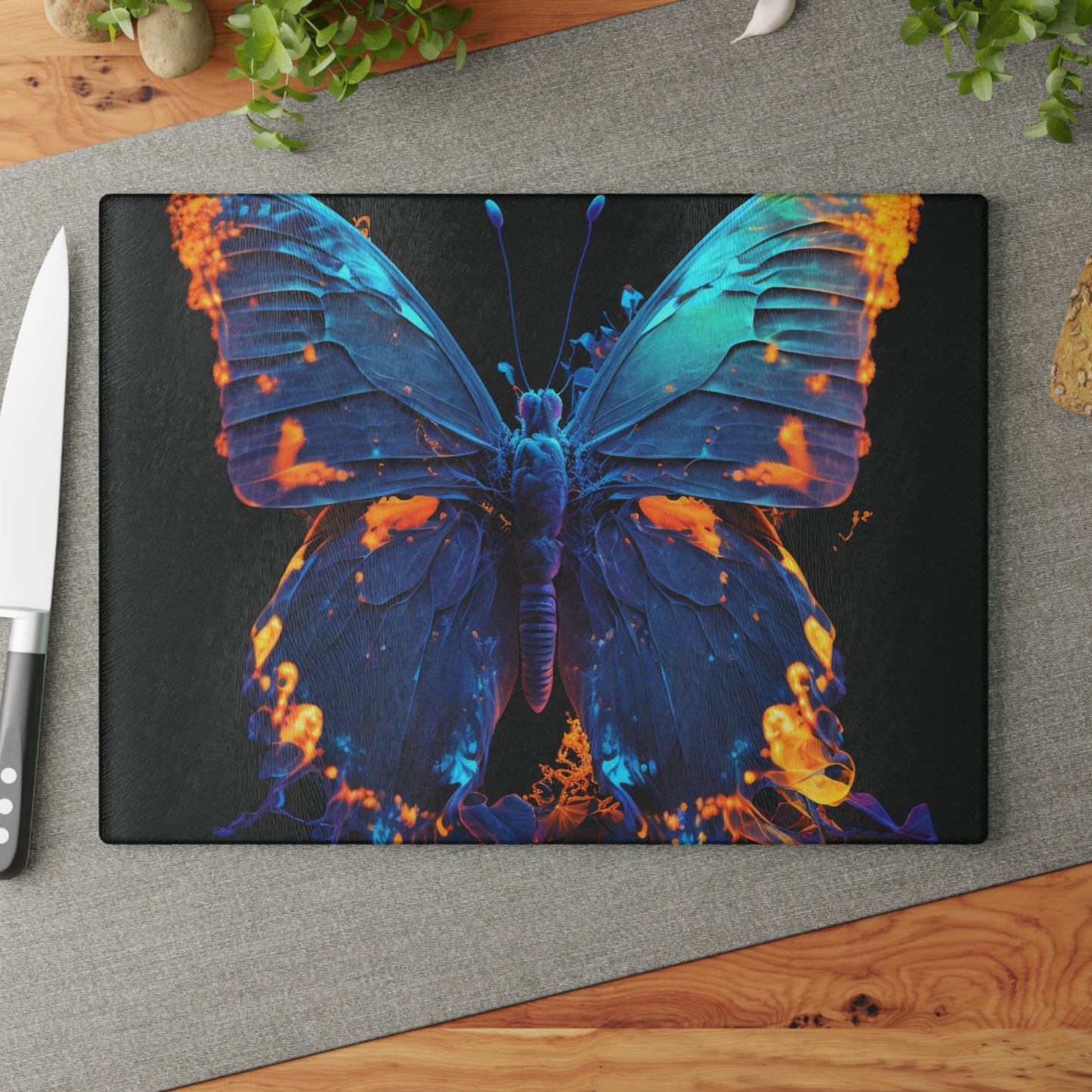 Glass Cutting Board Thermal Butterfly 3