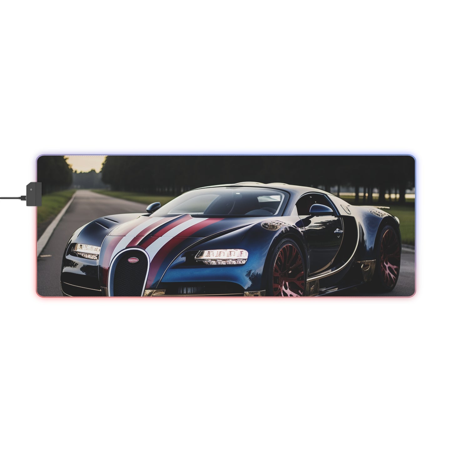 LED Gaming Mouse Pad Bugatti Flag American 1