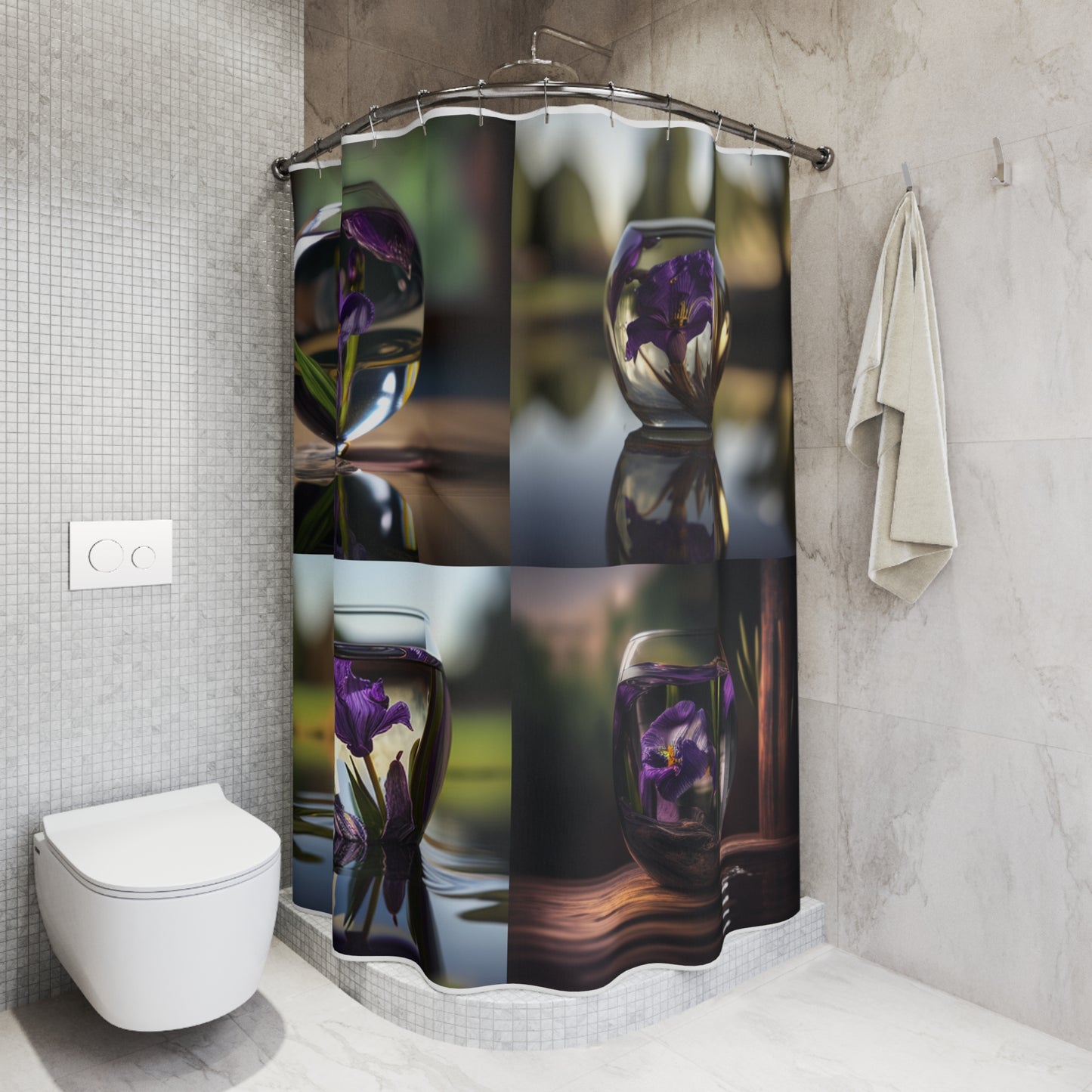 Polyester Shower Curtain Purple Iris in a vase 5