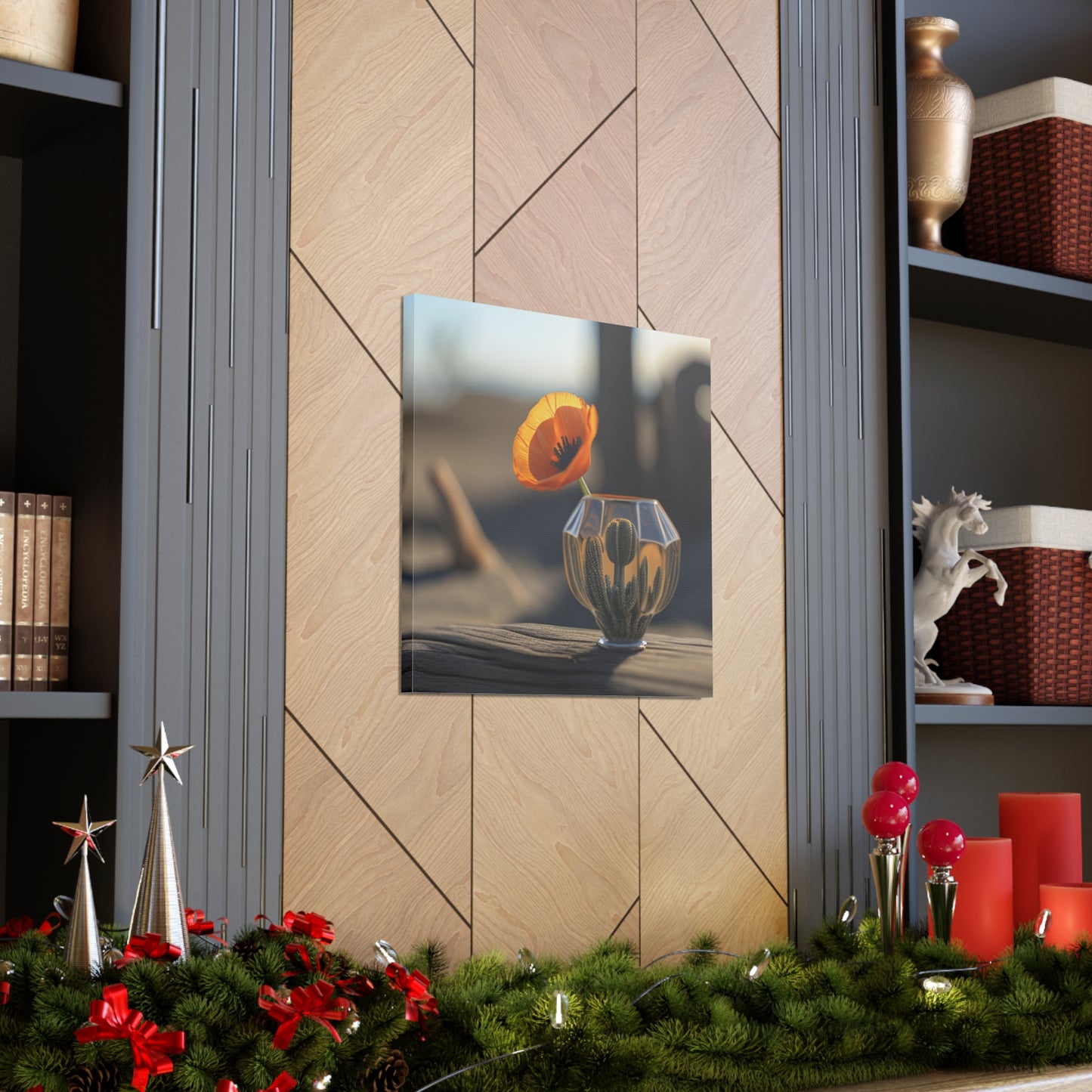 Canvas Gallery Wraps Orange Poppy in a Vase 2