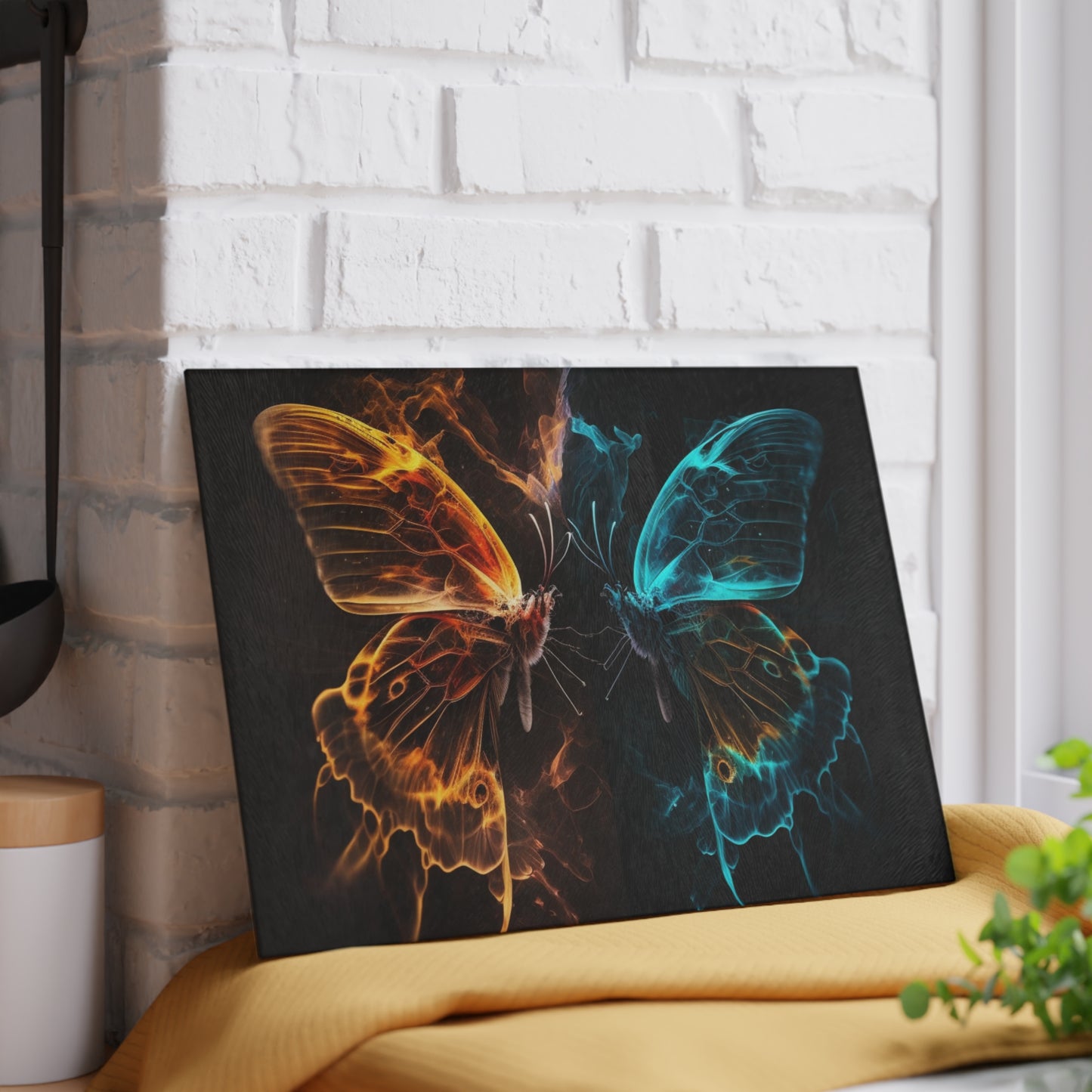 Glass Cutting Board Kiss Neon Butterfly 6