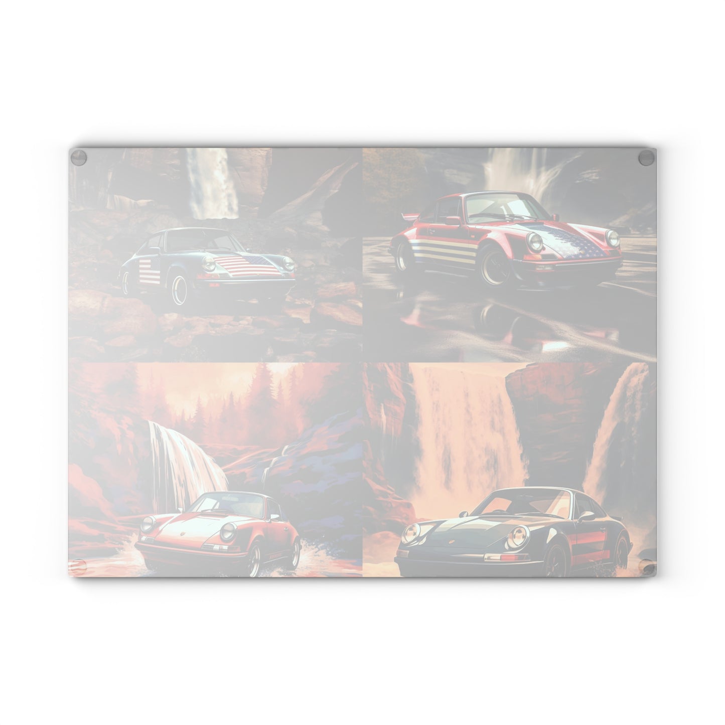 Glass Cutting Board American Flag Porsche Abstract 5