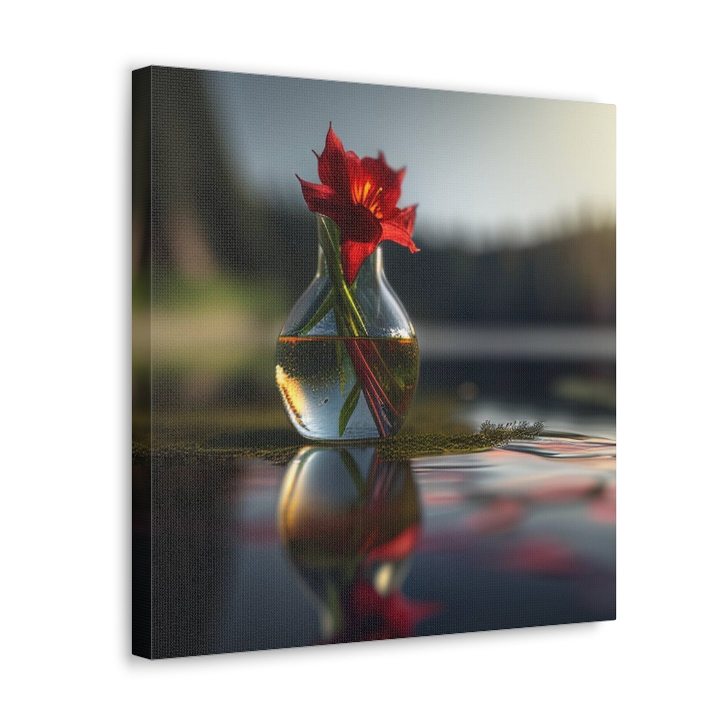 Canvas Gallery Wraps Red Lily in a Glass vase 3
