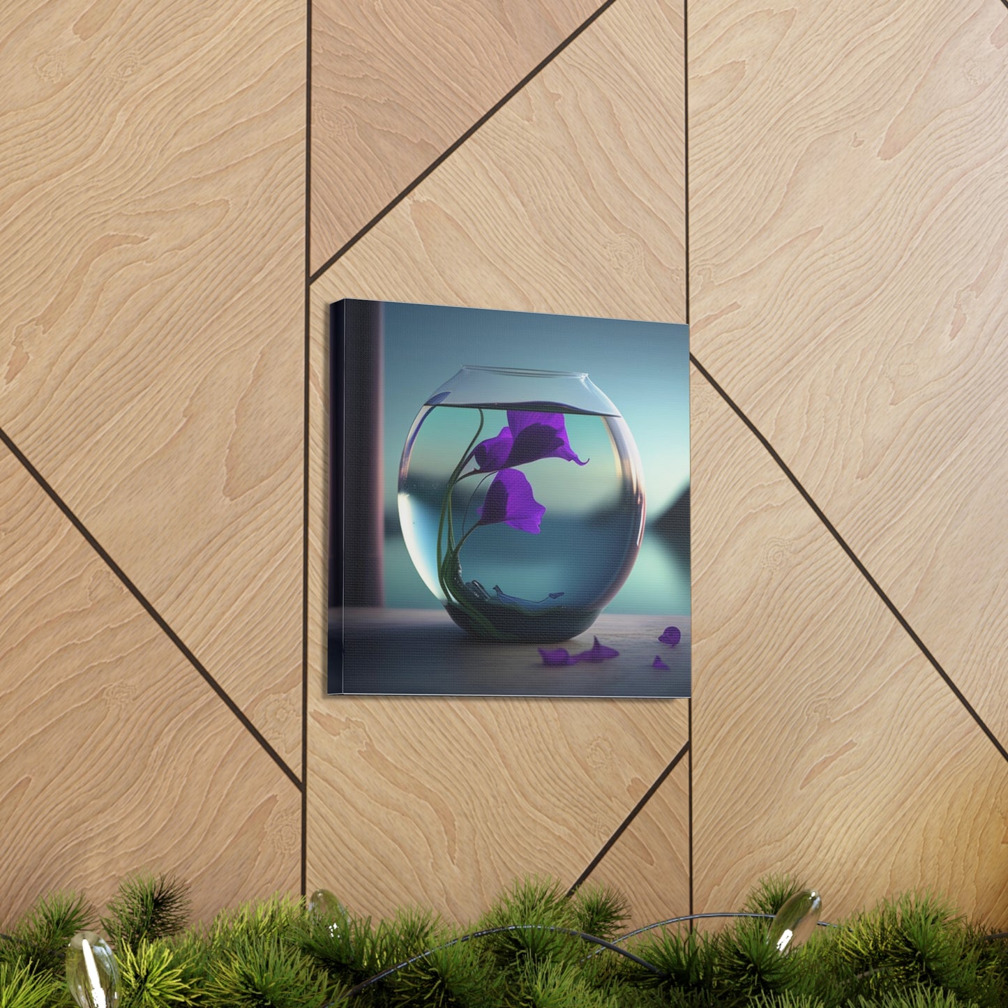 Canvas Gallery Wraps Purple Sweet pea in a vase 2