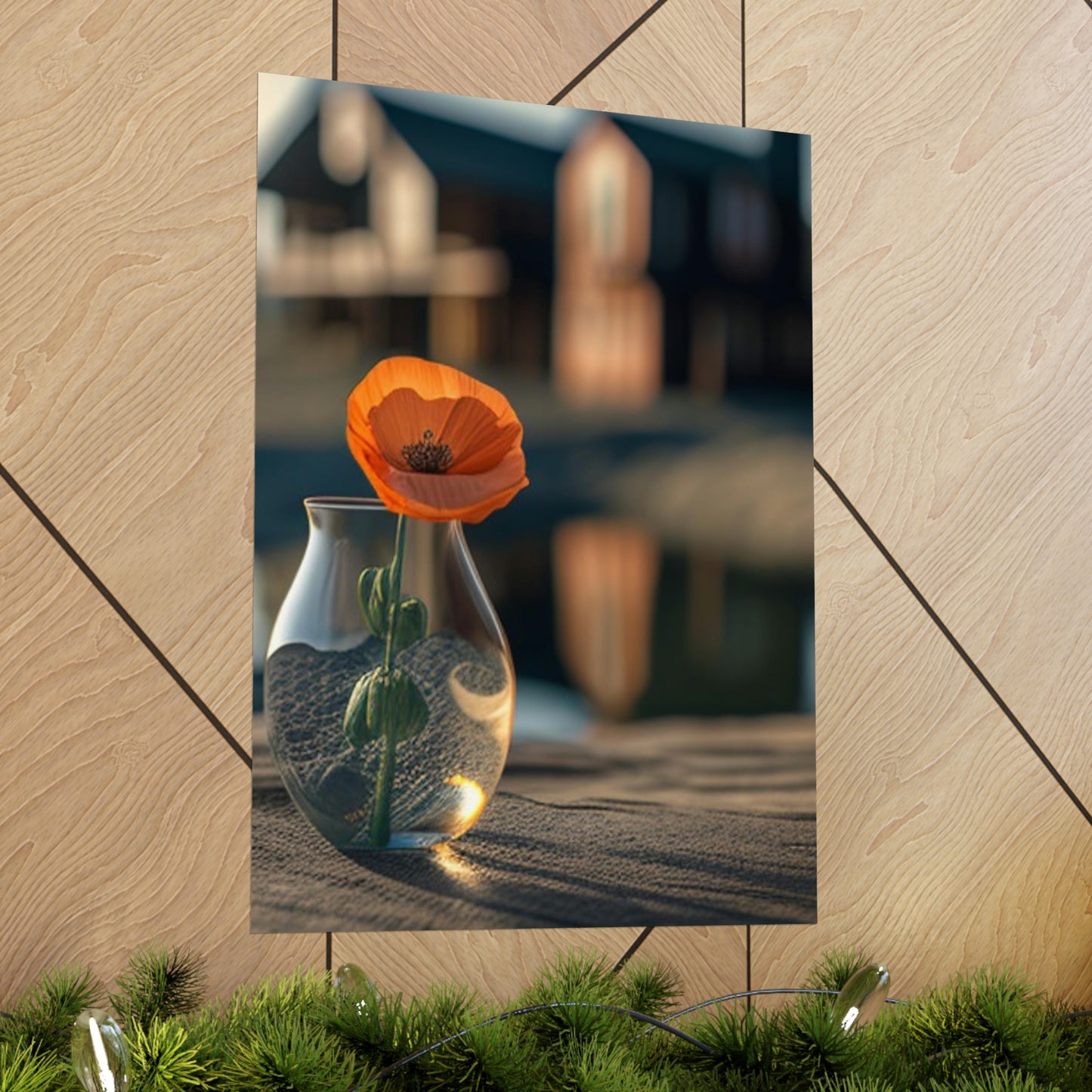 Premium Matte Vertical Posters Orange Poppy in a Vase 4