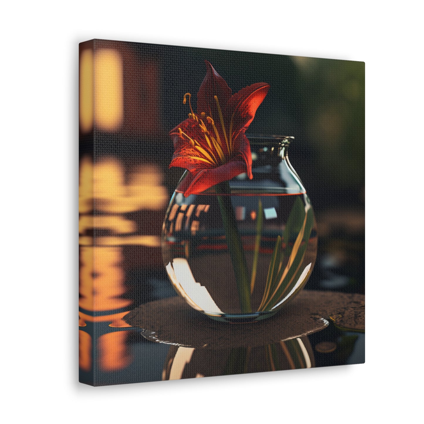 Canvas Gallery Wraps Red Lily in a Glass vase 2