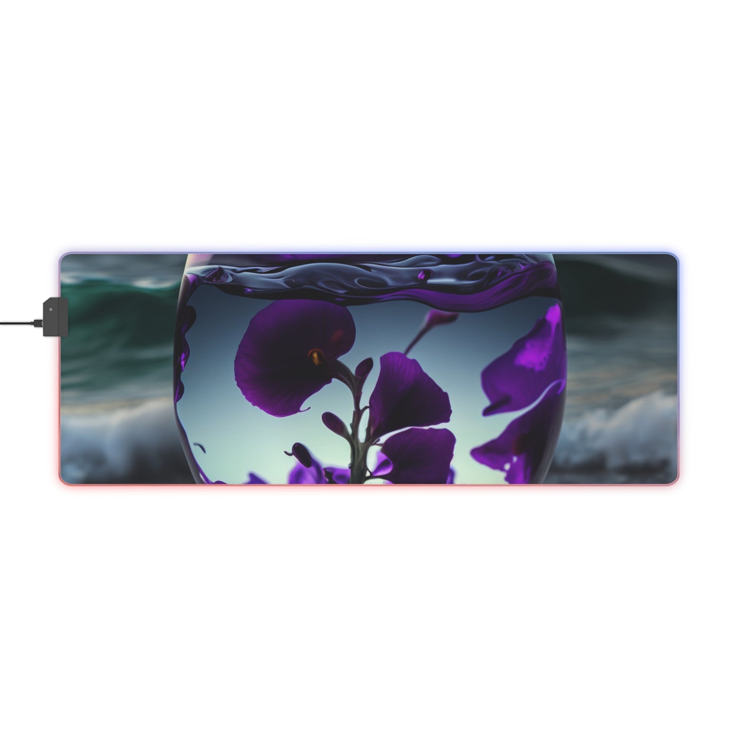 LED Gaming Mouse Pad Purple Sweet pea in a vase 4