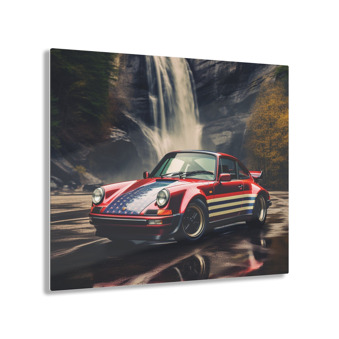 Acrylic Prints American Flag Porsche Abstract 1