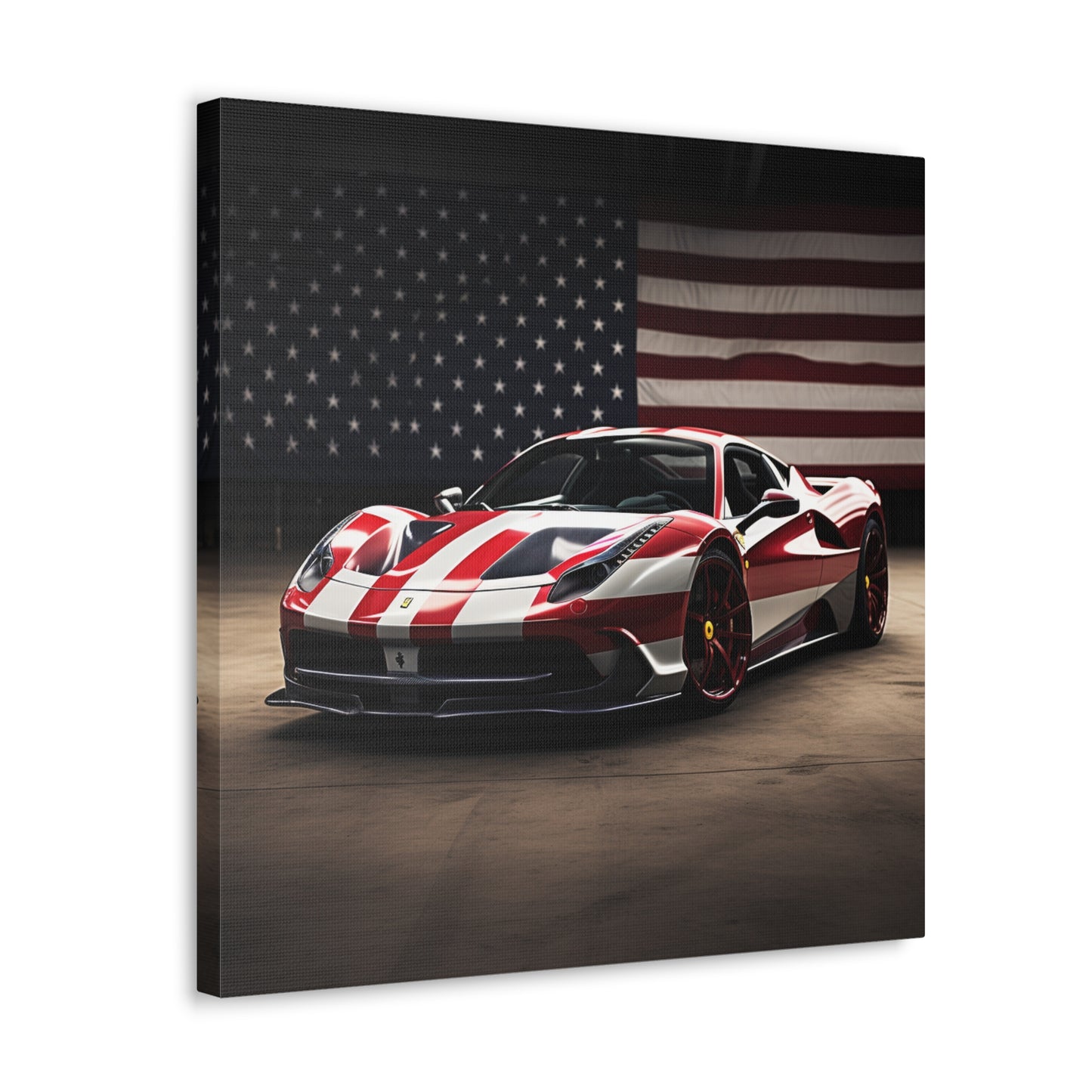 Canvas Gallery Wraps American Flag Background Ferrari 2