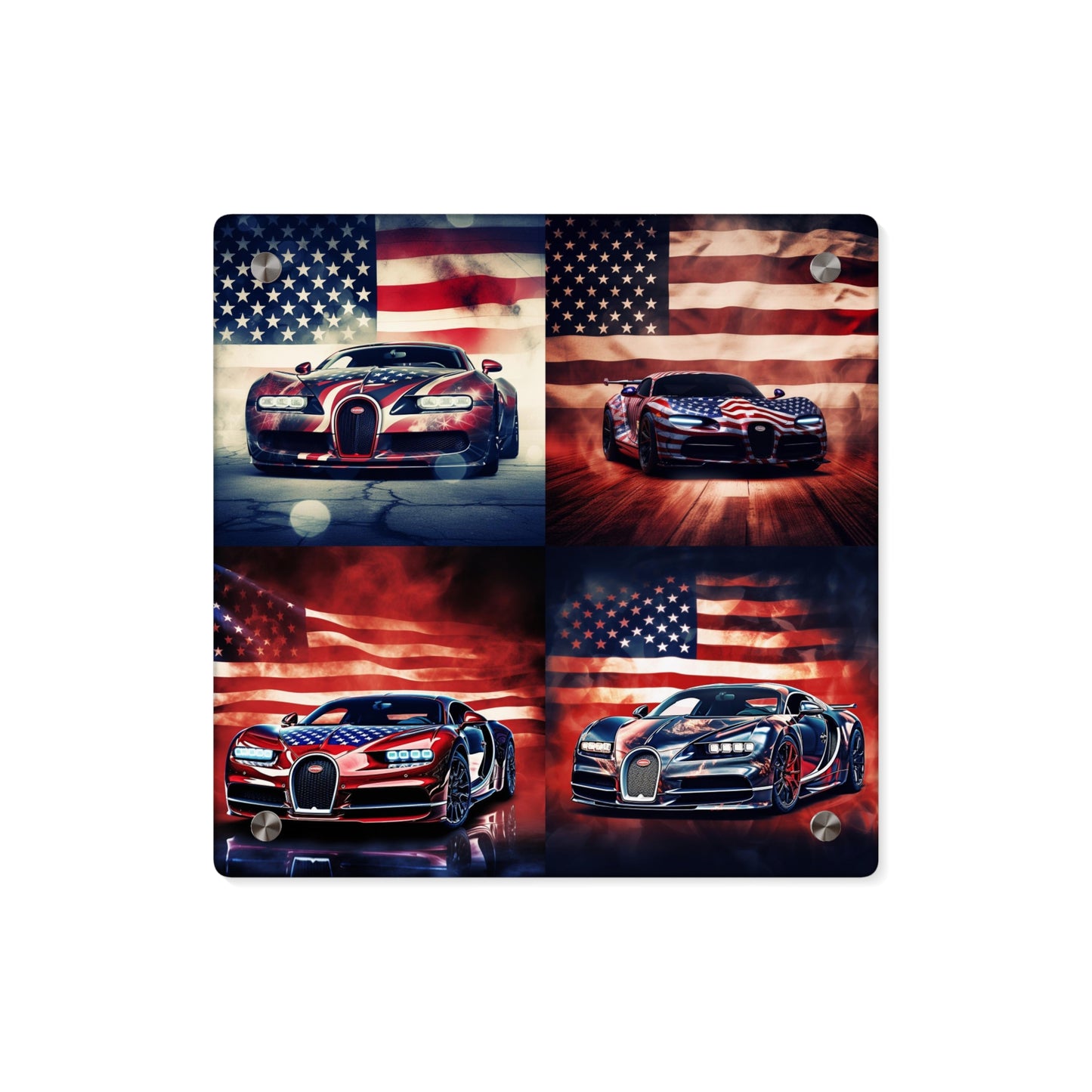 Acrylic Wall Art Panels Abstract American Flag Background Bugatti 5