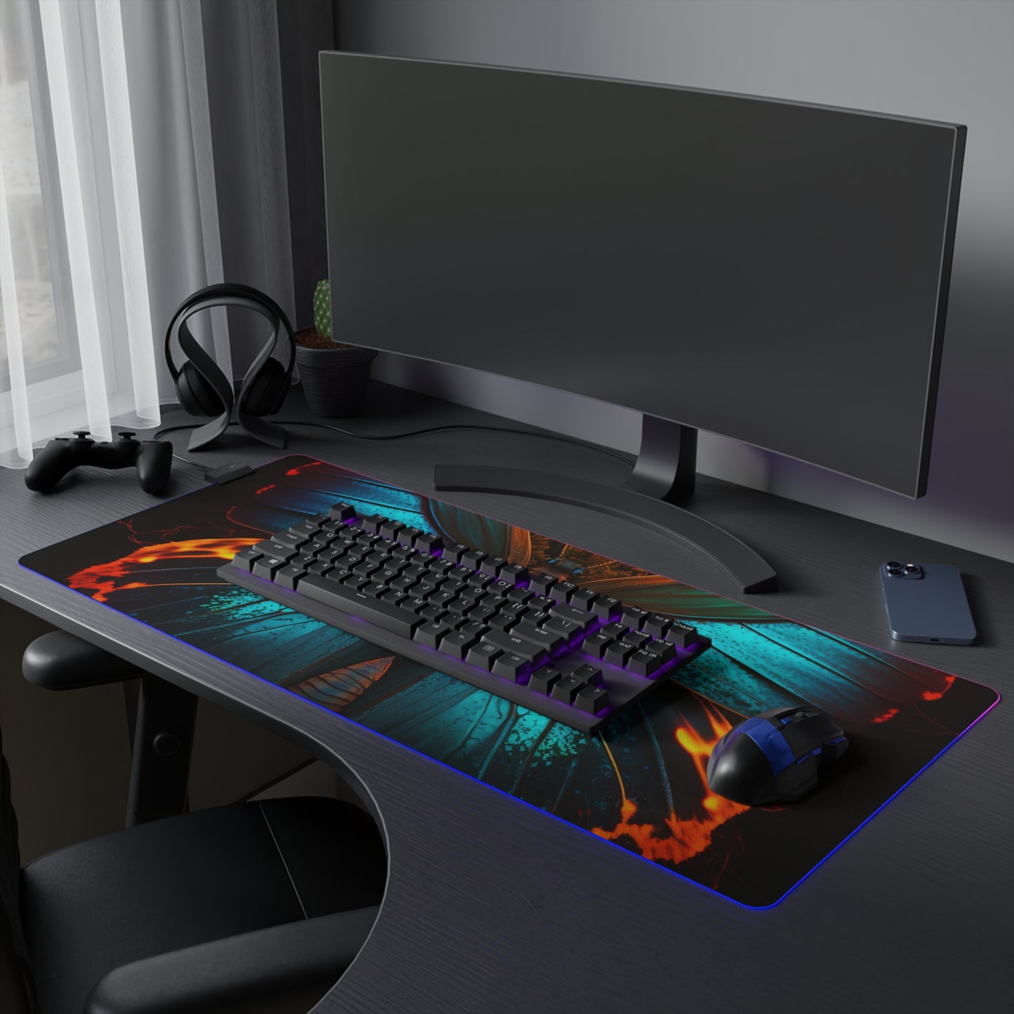 LED Gaming Mouse Pad Neon Butterfly Flair 3